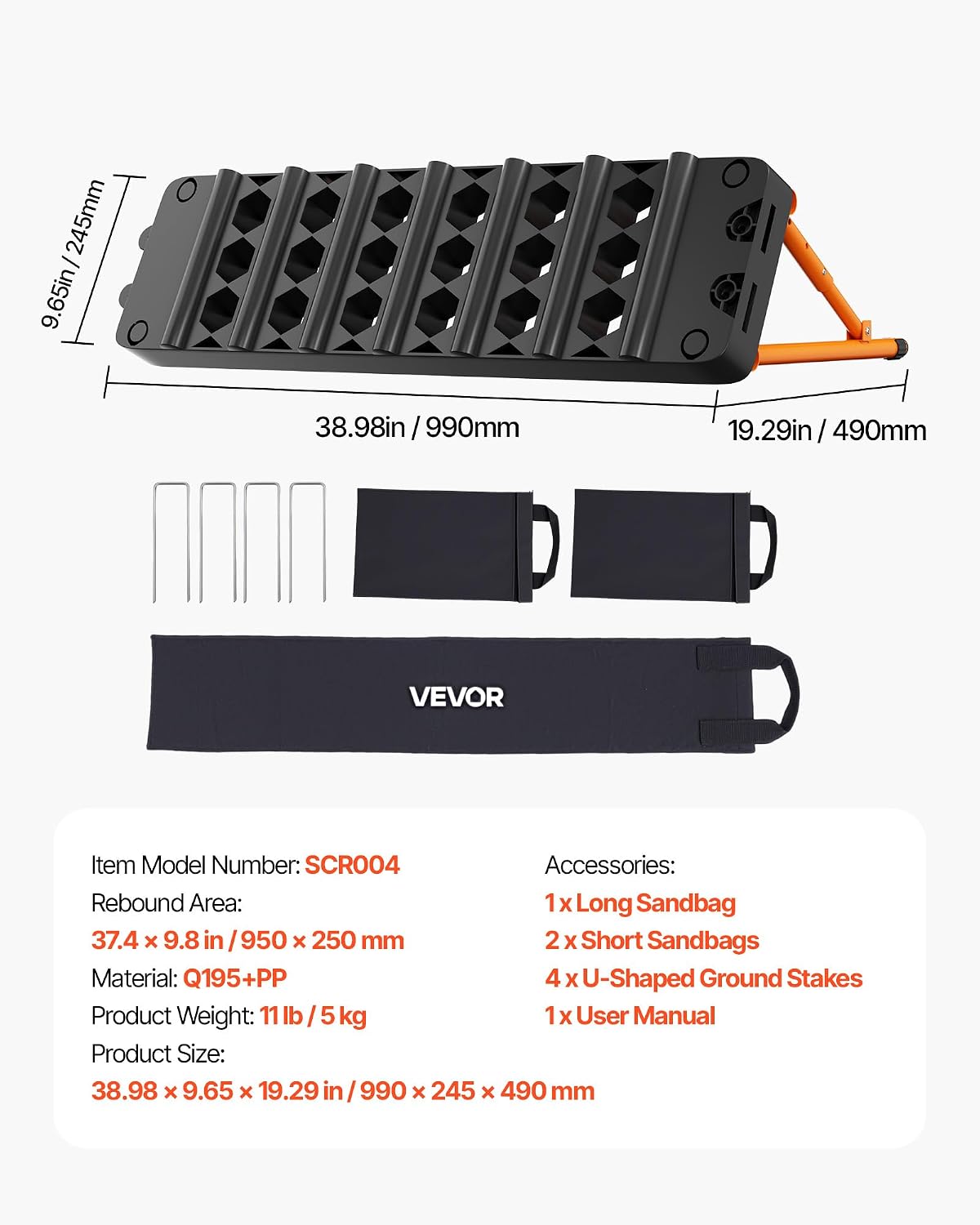 VEVOR Soccer Rebounder Board, Mult-Adjustable Angles Portable Soccer Rebound Wall, Foldable Kickback Board, Soccer Practice Equipment, Ideal for Kids & Adults Passing & Shooting Drills - Image 7