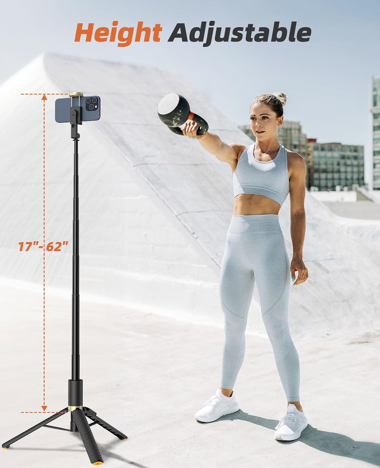 Phone Tripod & Selfie Stick with Remote, Portable Travel Phone Stand for Video Recording Vlog, Extendable Cell Phone Holder Compatible with iPhone Android, Black, 62" - Image 2