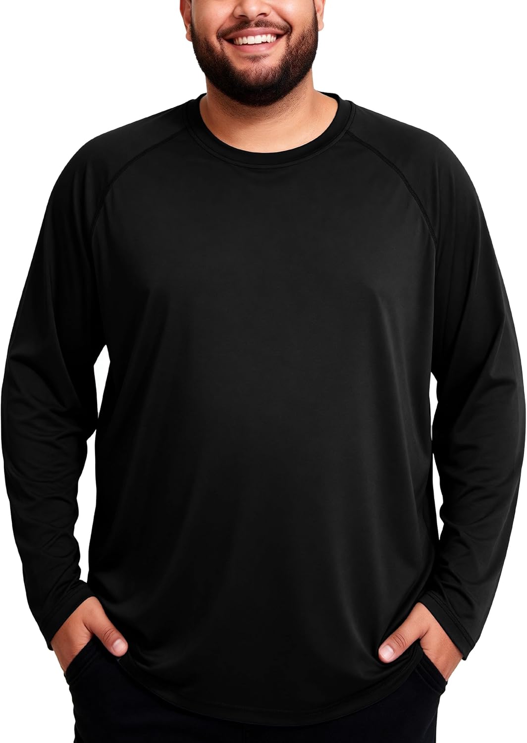 Roadbox Men's Big and Tall UPF 50+ UV Sun Protection Shirts, Long Sleeve Cooling Rash Guard Quick Dry Fishing Swim T-Shirt