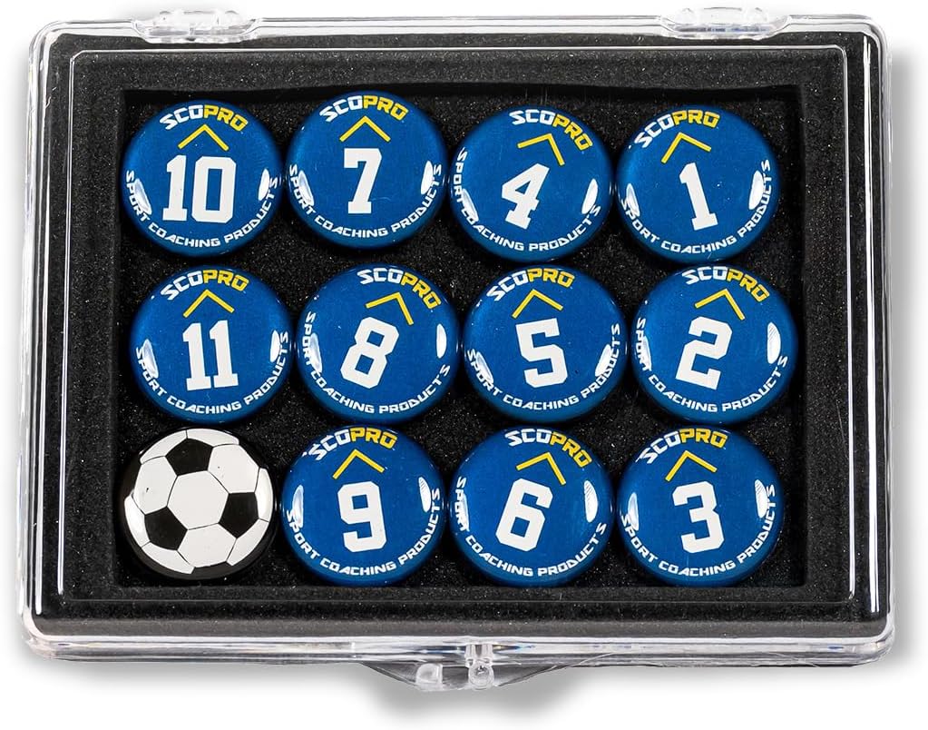 SCOPRO Soccer Coaching Magnets, Numbered Magnetic Player Markers for Soccer Coaching Board and Dry Erase Board Training, Navy