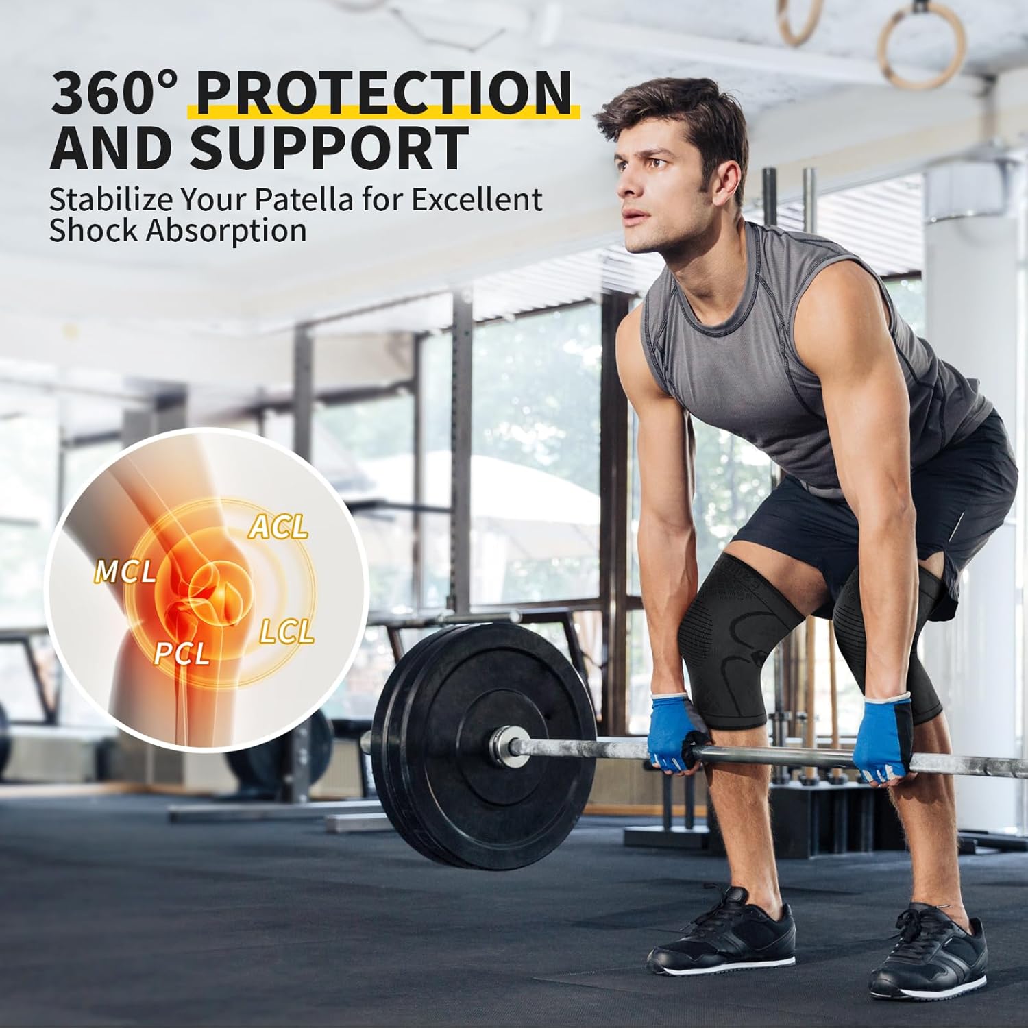 CAMBIVO 2 Pack Knee Braces for Women & Men, Knee Compression Sleeves for Knee Pain Relief, Knee Support with Non-Slip Silicone, Breathable, for Running, Workout, Weightlifting & Daily Use, Arthritis Support (Black, Medium) - Image 5