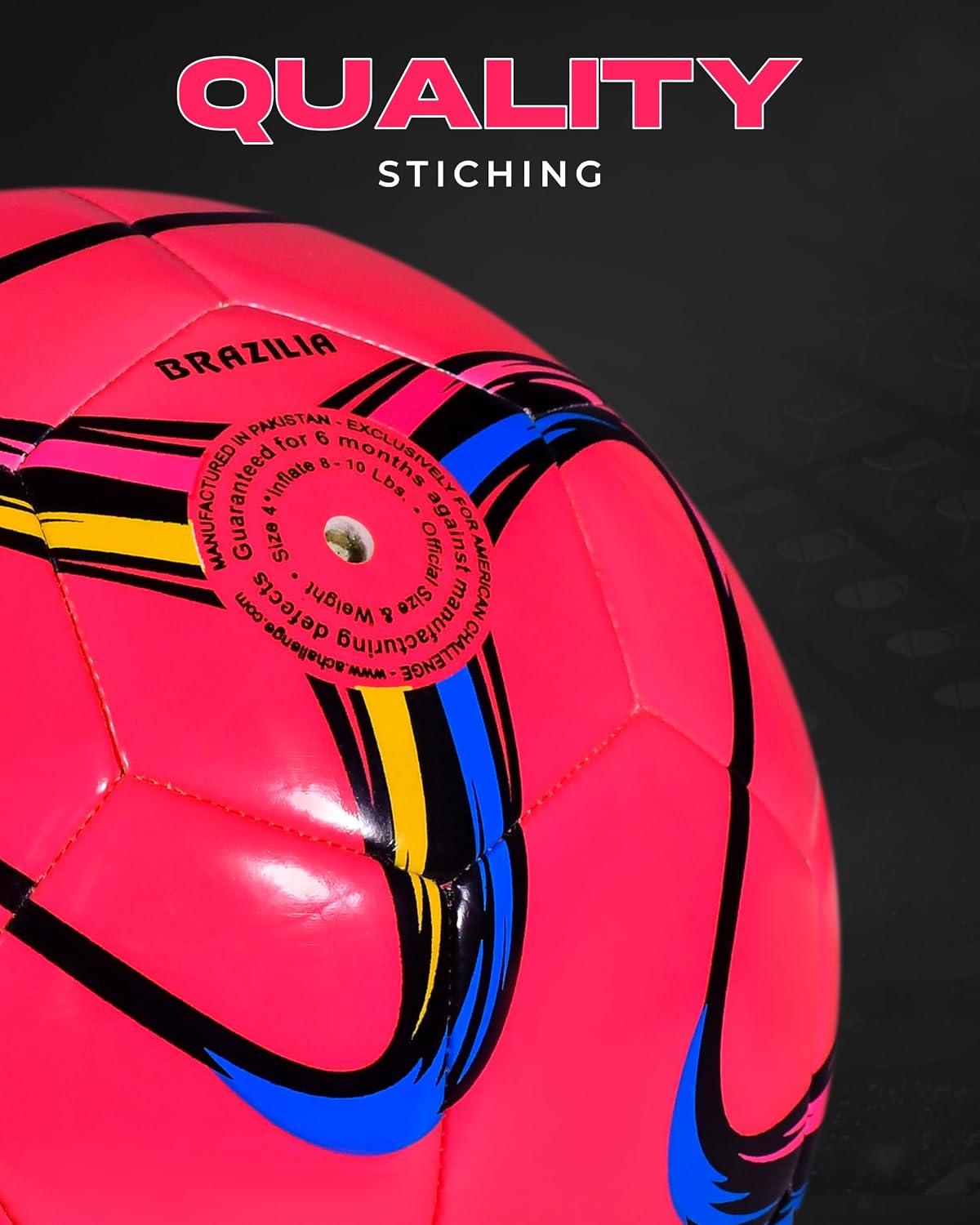 American Challenge Brasilia Soccer Ball Size 5, 4, 3 & 2 | Durable TPU casing with Hybrid SR bladder for reliable bounce, ideal for training and recreational play - Image 4