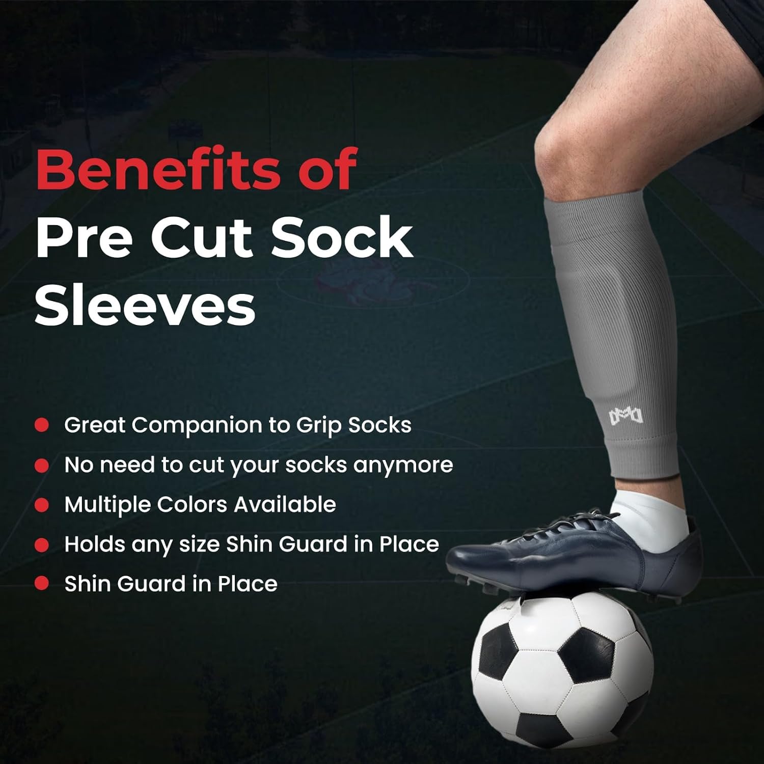 Pre Cut Soccer Sock Sleeves, Companion for Soccer Grip Socks, Securely Holds Shin Guards, Compression Leg Warmer - Image 3