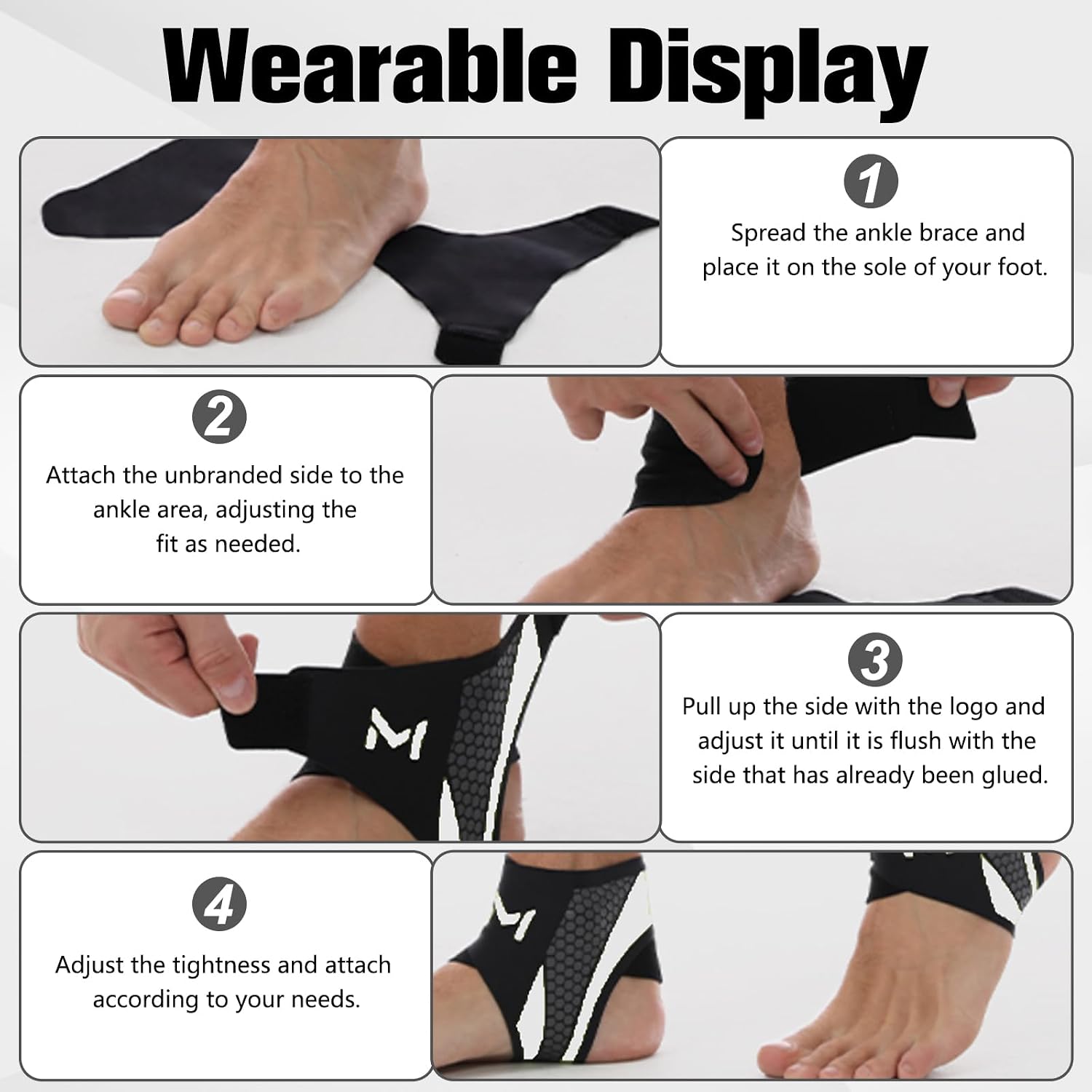2Pcs Ankle Brace Compression Support Stabilizer,Lace-Up Sports Basketball Sprain Recovery Men Women Adjustable Foot Ankle Orthopedic Grade Tendonitis Protection (Black Gray) - Image 5