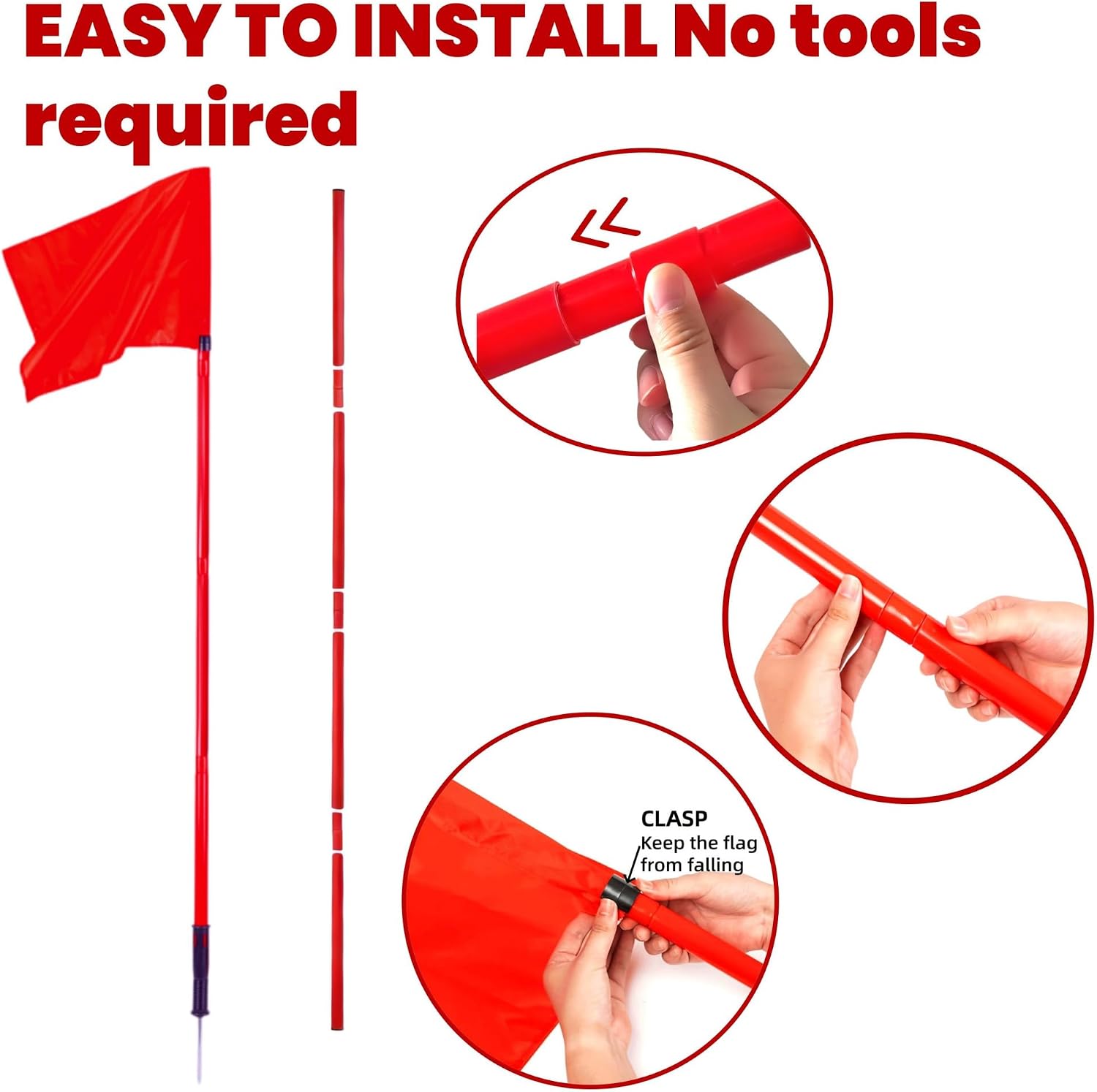5FT Soccer Corner Flags for Soccer Field Set of 4, With Storage Bag (Red) | Soccer Flags Agility Poles Soccer Training Poles,Spring Loaded Adjustable Speed and Agility Training Equipment - Image 2