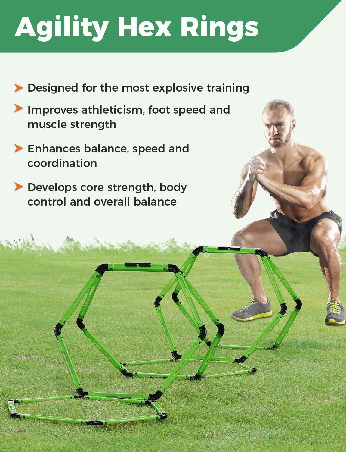 GHB Hex Agility Rings Speed Rings with Carrying Bag 6 Set Portable Hexagon Rings, Agility Ladder for Agility Footwork Training - Image 7