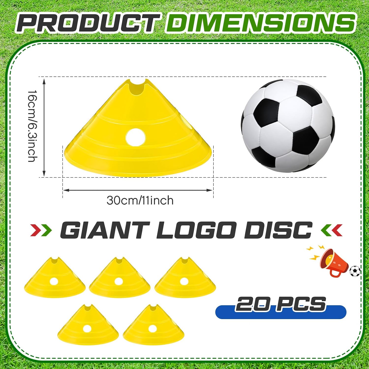 Jumbo Disc Cones Jumbo Soccer Cones with Mesh Bag Giant Large Agility for Soccer Training Adult Sports - Image 2
