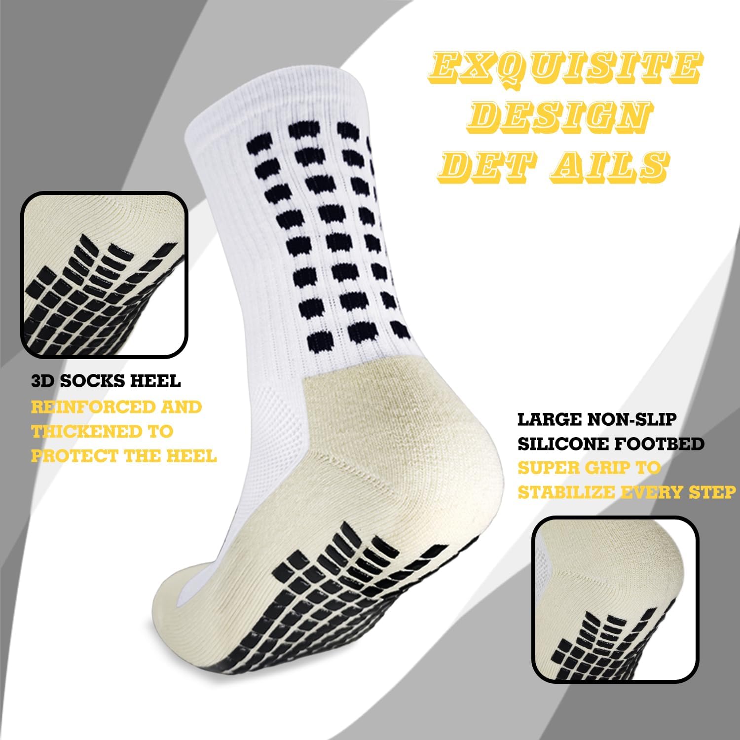 5 Pairs Soccer Grip Socks Men: Non Slip Grippy Socks for Football Sports | Arch Support Anti-Slip Engineered for Performance and Comfort for Soccer, Basketball Athletic Running - Image 8