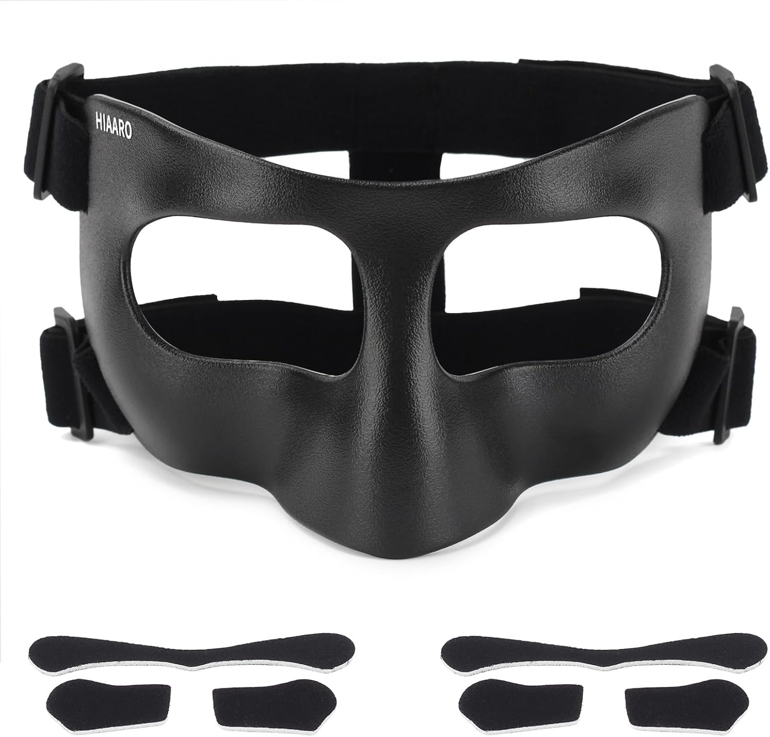 QK03B Matte Nose Guard for Broken Nose, Basketball Face Mask, Protective Sports Shield for Soccer, Adjustable with Padding for Men and Women