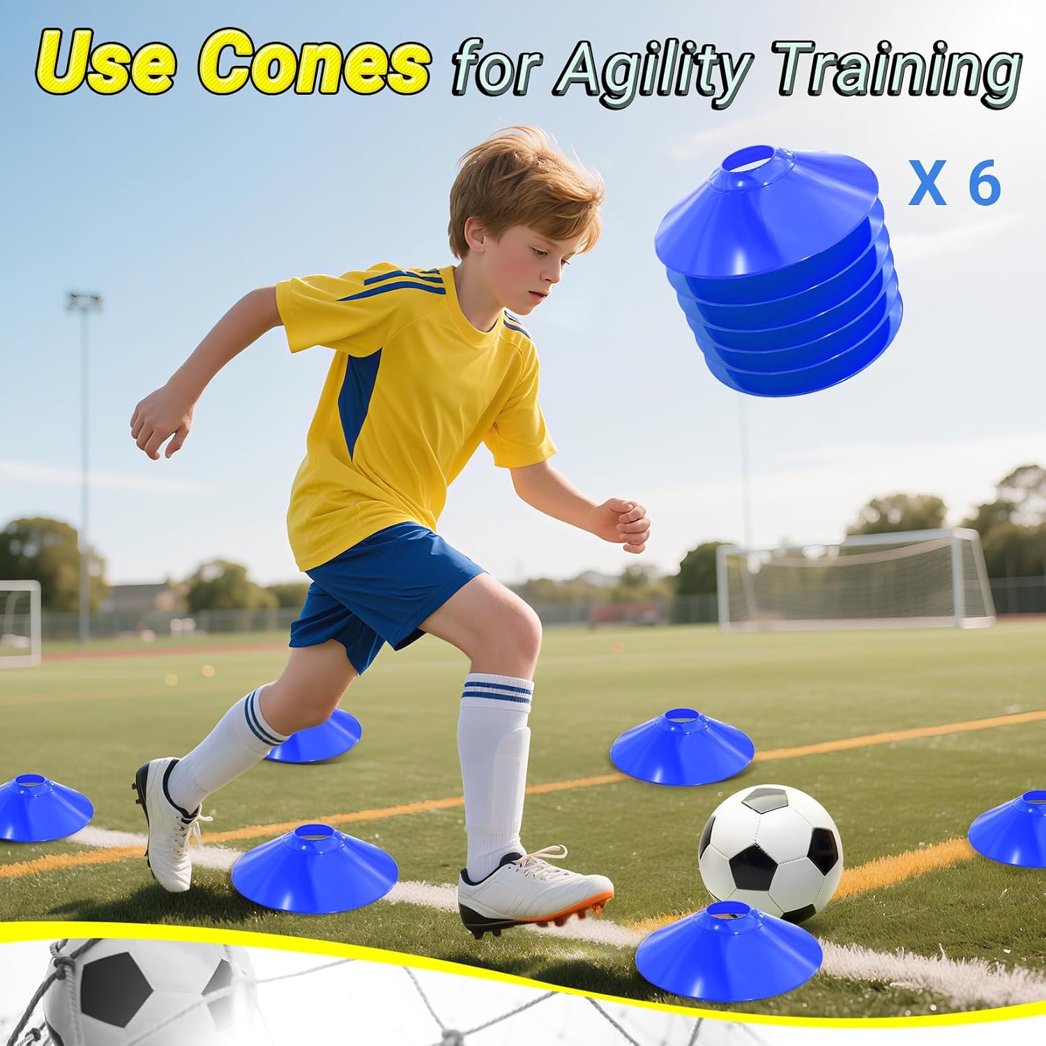 Happy Jump Portable Soccer Goal 7x5 & 5x3.6 FT, Large-Frame Training Net | Great for Kids Ages 6-14 Skill Development, Ideal for Backyard Park School Beach Indoor Outdoor, Easy Fold Durable Dacron Net - Image 3