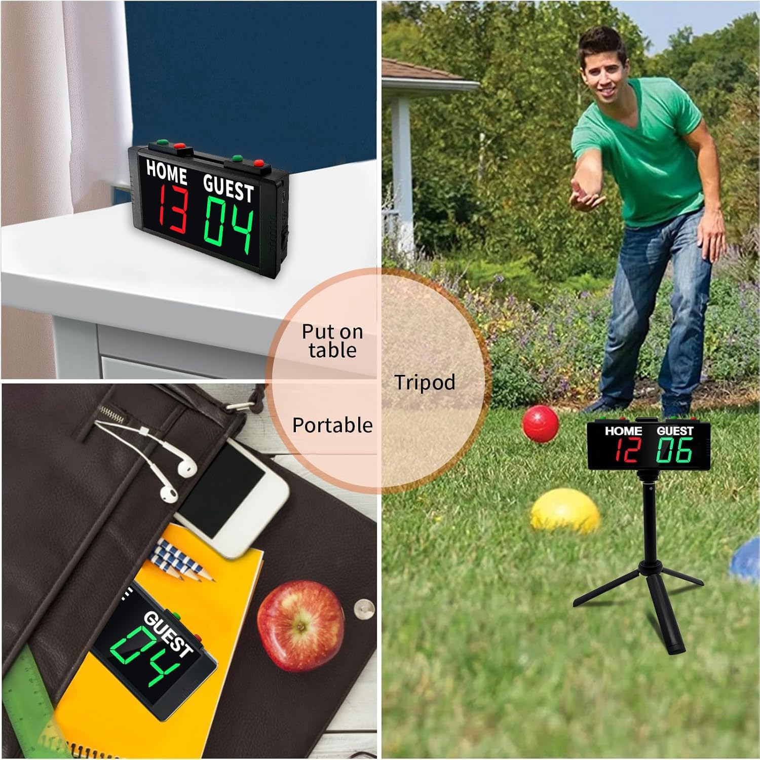 YZ Battery Powered Scoreboard Clock Timer with Buttons, Portable Digital Scoreboard with Remote, Electronic Scoreboard with Stand, Cornhole Score Keeper for Outdoor Yard Games/Shuffleboard/Pickleball - Image 5