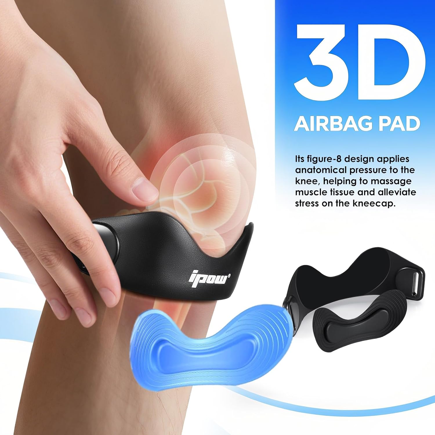 IPOW Silicone Patellar Tendon Support Strap Adjustable Non-Slip Patella Band Support Knee Brace for Hiking, Running, Jumpers Knee, Tendonitis, Basketball, Squats - Image 4