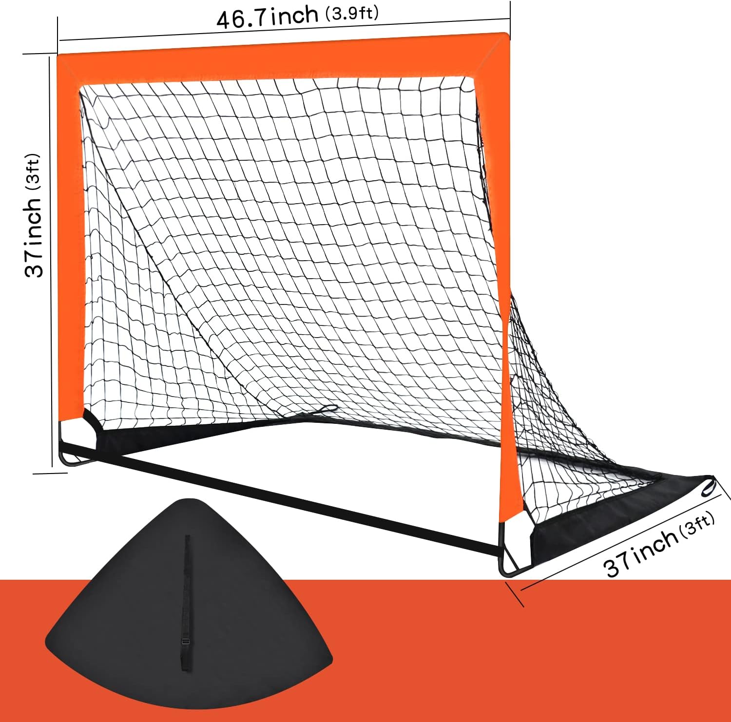 2 Pack 4’ x 3’ Size Portable Kid Soccer Goals for Backyard, Indoor and Outdoor Pop Up Soccer Goals, Orange, Theresduet - Image 2