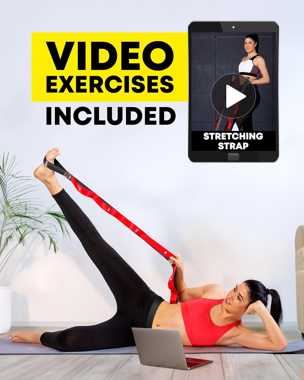 Stretching Strap with Loops, Non Elastic Stretch Band for Physical Therapy | Video Exercises Included - Yoga Strap for Stretching Equipment and Flexibility - Image 9