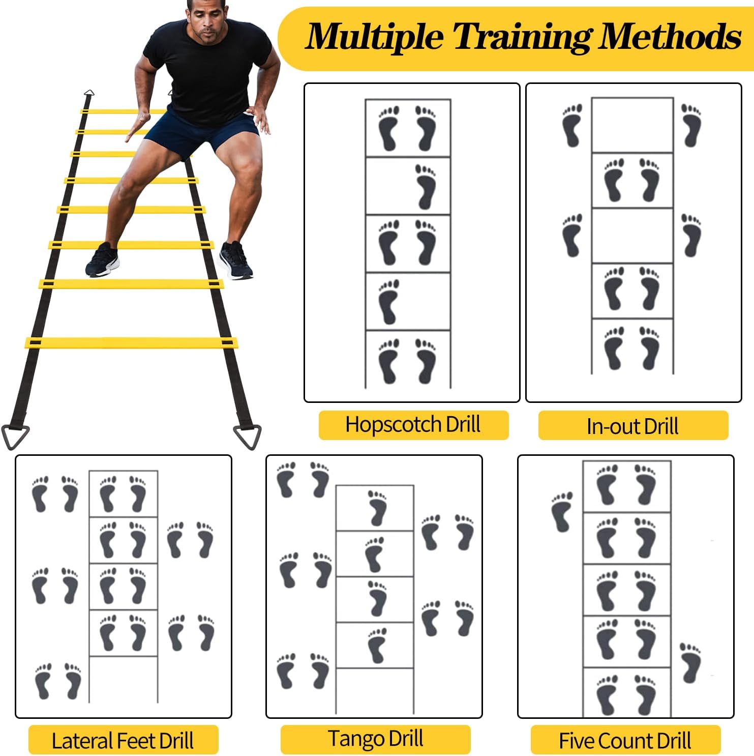 12 Rungs Agility Ladder Set, Training Ladder with Steel Stakes and Carry Bag for Soccer, Speed Fitness Feet Training - Image 4