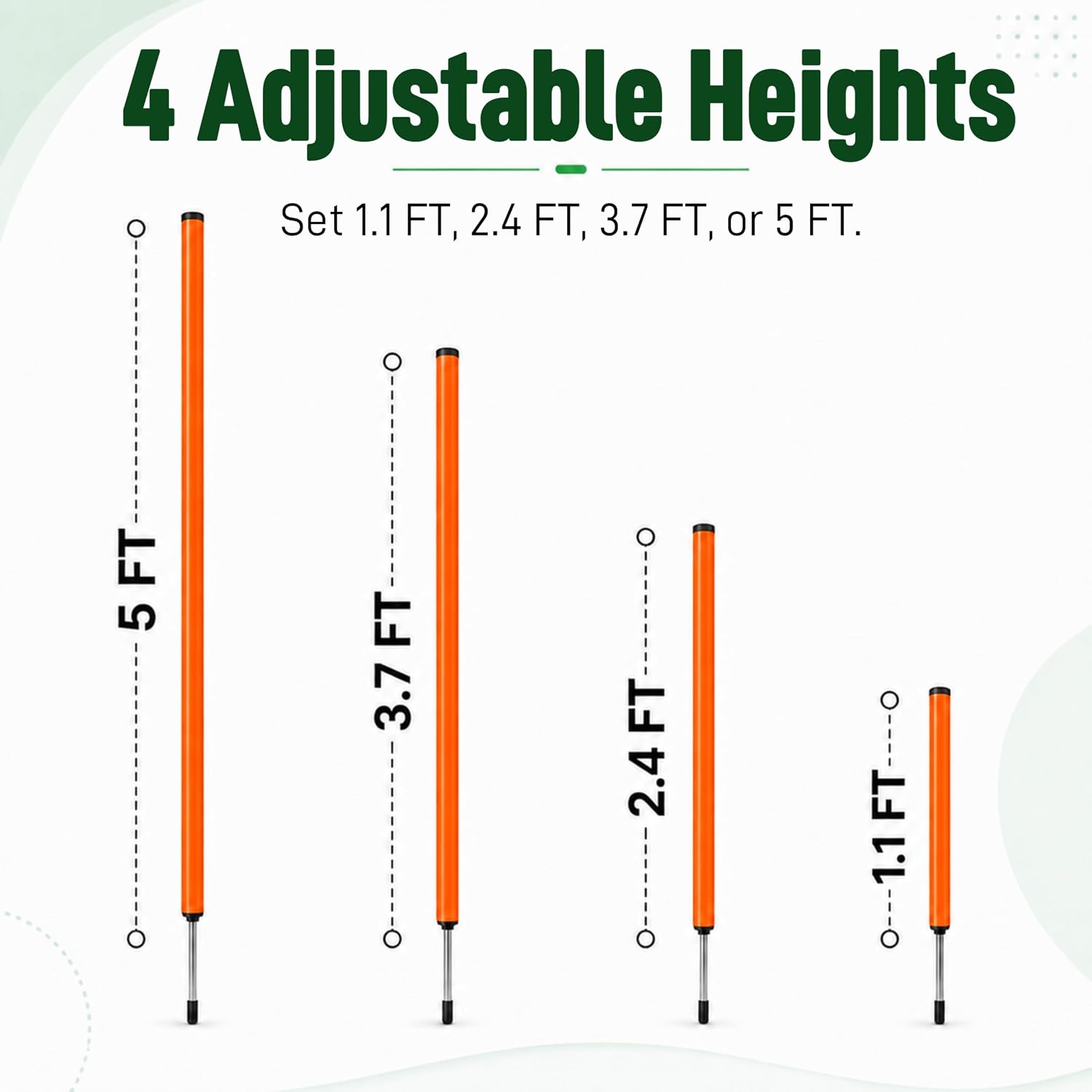 6 Pcs Soccer Agility Poles for Training, 5 FT Adjustable Speed and Agility Training Equipment for Football/Basketball/Horse/Dog Practice, Soccer Sticks with Steel Ground Nails Outdoors - Image 3