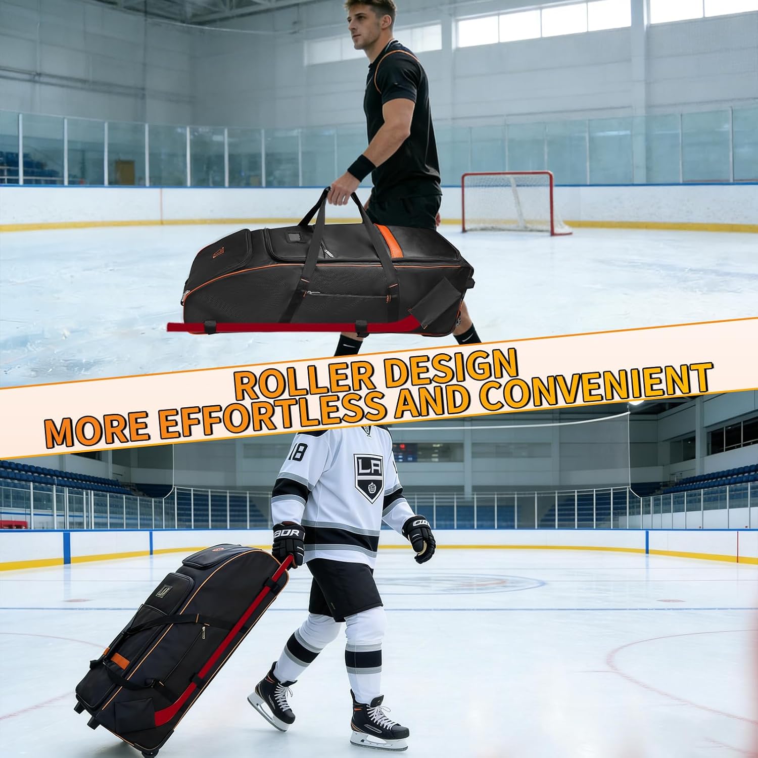 120L Hockey Bag with Wheels,Rolling Ice Hockey Duffel Travel Bag with Separate Breathable Shoe Compartment,2 Sticks Field Hockey Bag with Scratch-Resistant and Waterproof Bottom,Equipment & Gear - Image 7