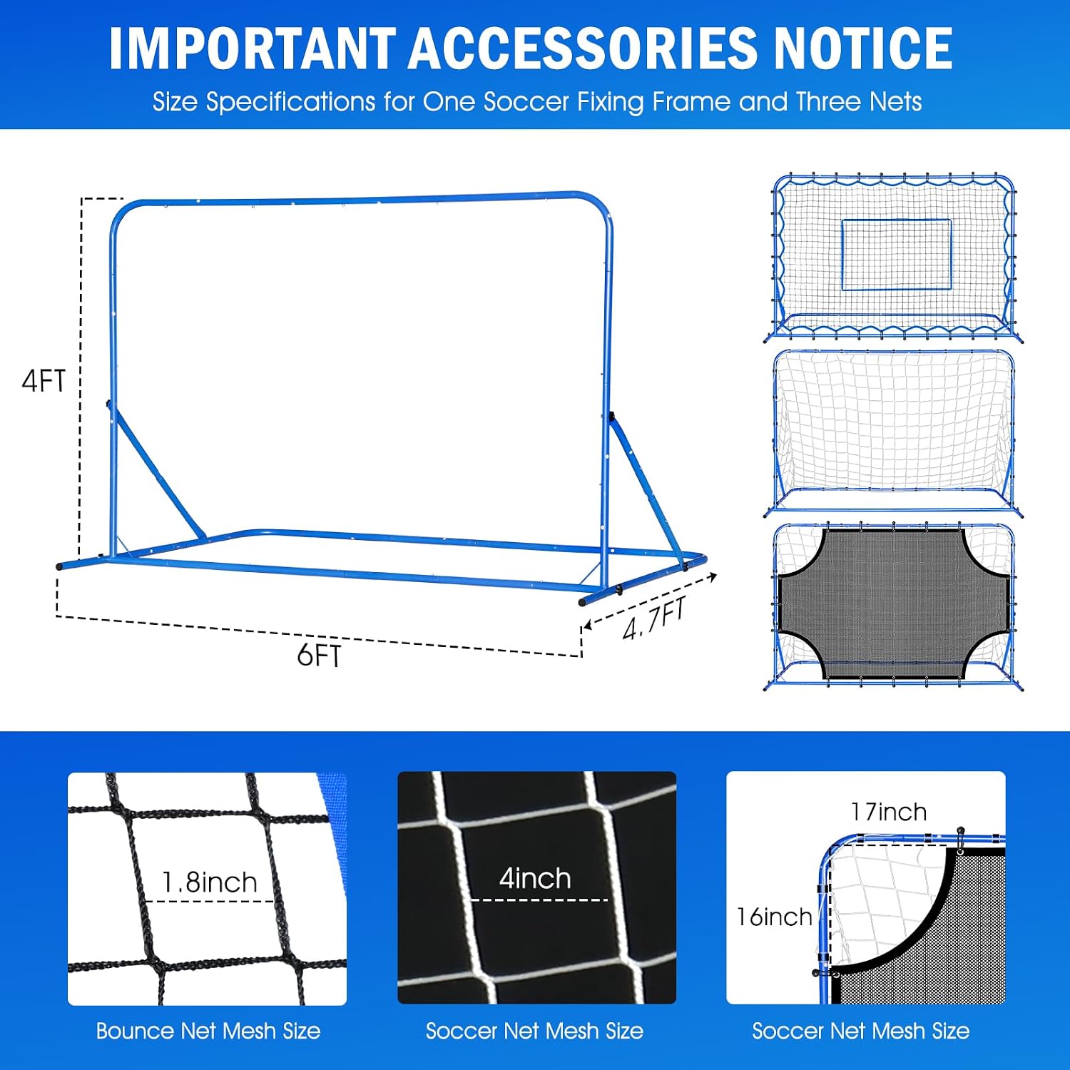 Soccer Baseball Rebounder Soccer Goal Net, Volleyball Rebound Pitchback Net | Quick Switch Angle Soccer Softball Training for Ball Control, Passing, Bounce Back Practice, Easy Setup Lacrosse Soccer Gifts - Image 6