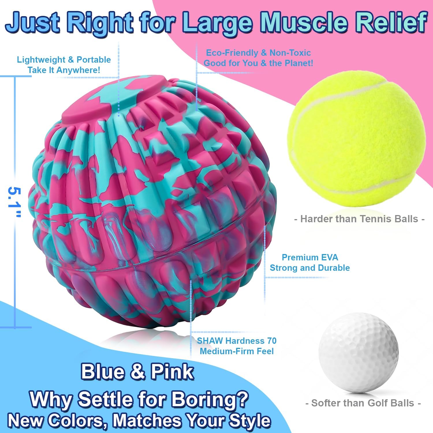 Deep Tissue Massage Ball for Exercise & Recovery - SGS Certification - Targets Back, Shoulder, Legs&Feet - Relieves Muscle Knots, Joint Pain&Tightness, Pressure Point Therapy- Myofascial Release Ball - Image 3
