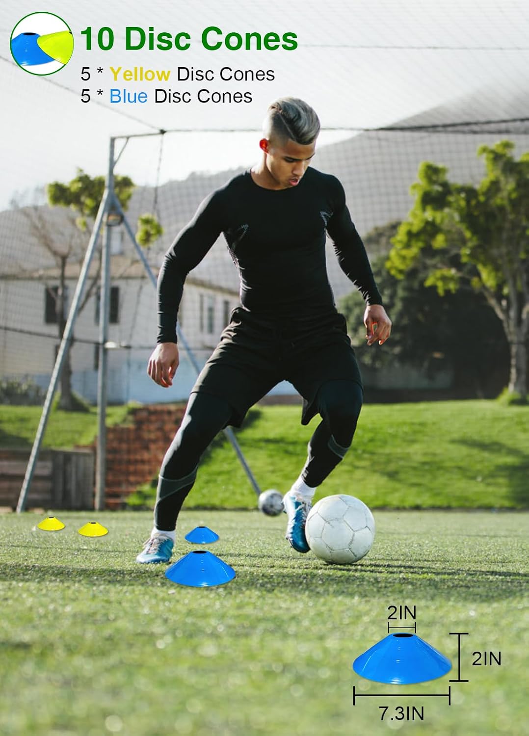Hands Free Speed Agility Training Equipment Set - 20ft Agility Ladder, 10 Disc Cones, Resistance Parachute, 5 Resistance Bands & Carry Bag | Football Soccer Basketball Fitness Drills - Image 4