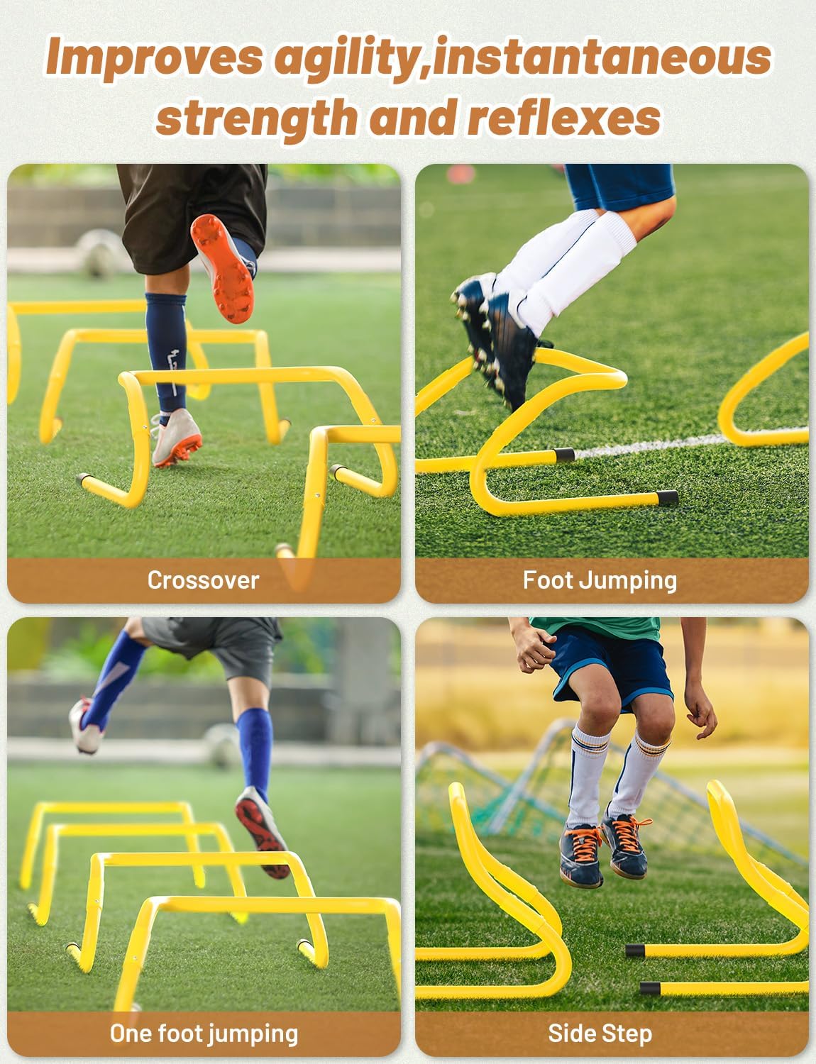 GHB Agility Hurdles Adjustable 8.3"&12.6" Speed Training Equipment Set | Foldable, Sturdy, Drill Guide &Carry Bag Included, For Amateur & Athletes, Soccer & Basketball - Image 9