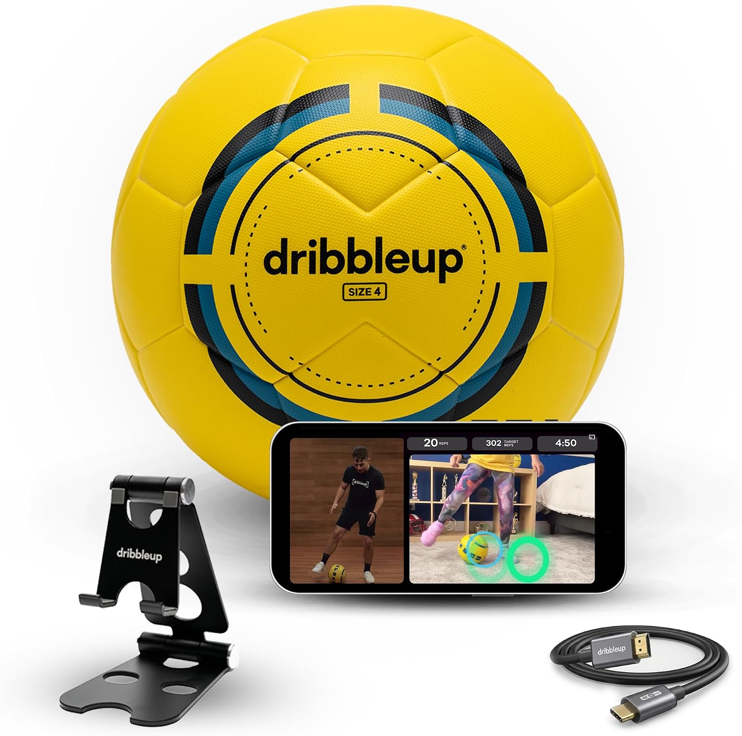 DribbleUp Smart Soccer Ball Starter Pack – Interactive App Coach | At-Home Soccer Training System, Popular Soccer Gift, App-Based Virtual Coach, Real-Time Feedback, Match-Quality