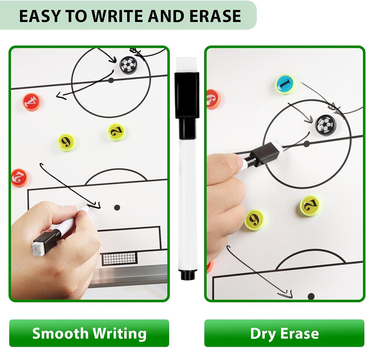 Soccer Dry Erase Coaches Clipboard, Large Soccer Lineup Coaching Strategy Tactics Board,Portable Soccer Clipboard for Coaches Soccer Dry Erase Whiteboard Strategy Tactical Blackboard - Image 6