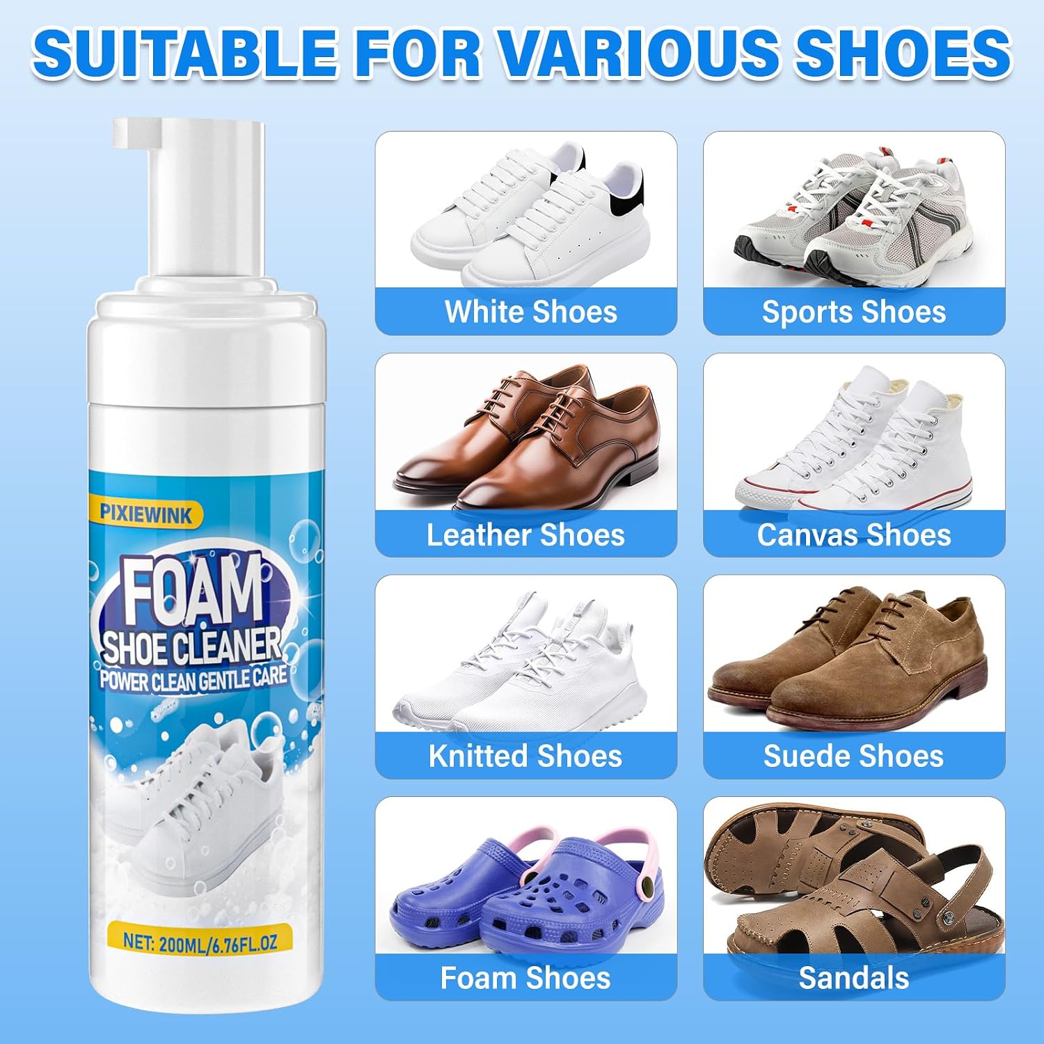 Shoe Cleaner, 6.76 fl oz Shoe Cleaning Kit with Brush and Towel, White Sneaker Cleaner for Removing Stains - Image 4