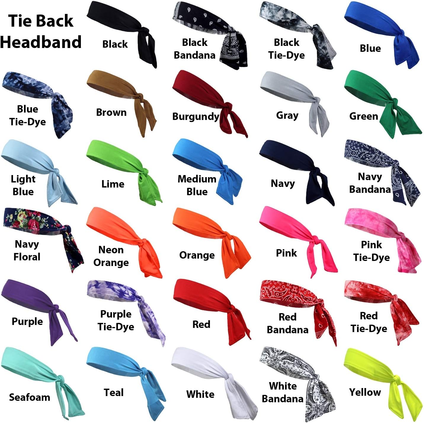 Headbands Tie on Headband for Women Men Running Athletic Hair Head Band Elastic Sports Sweat Basketball Sweatband Stetchy Yoga Workout Sweatbands Adjustable Non-Slip Moisture Wicking - Image 4