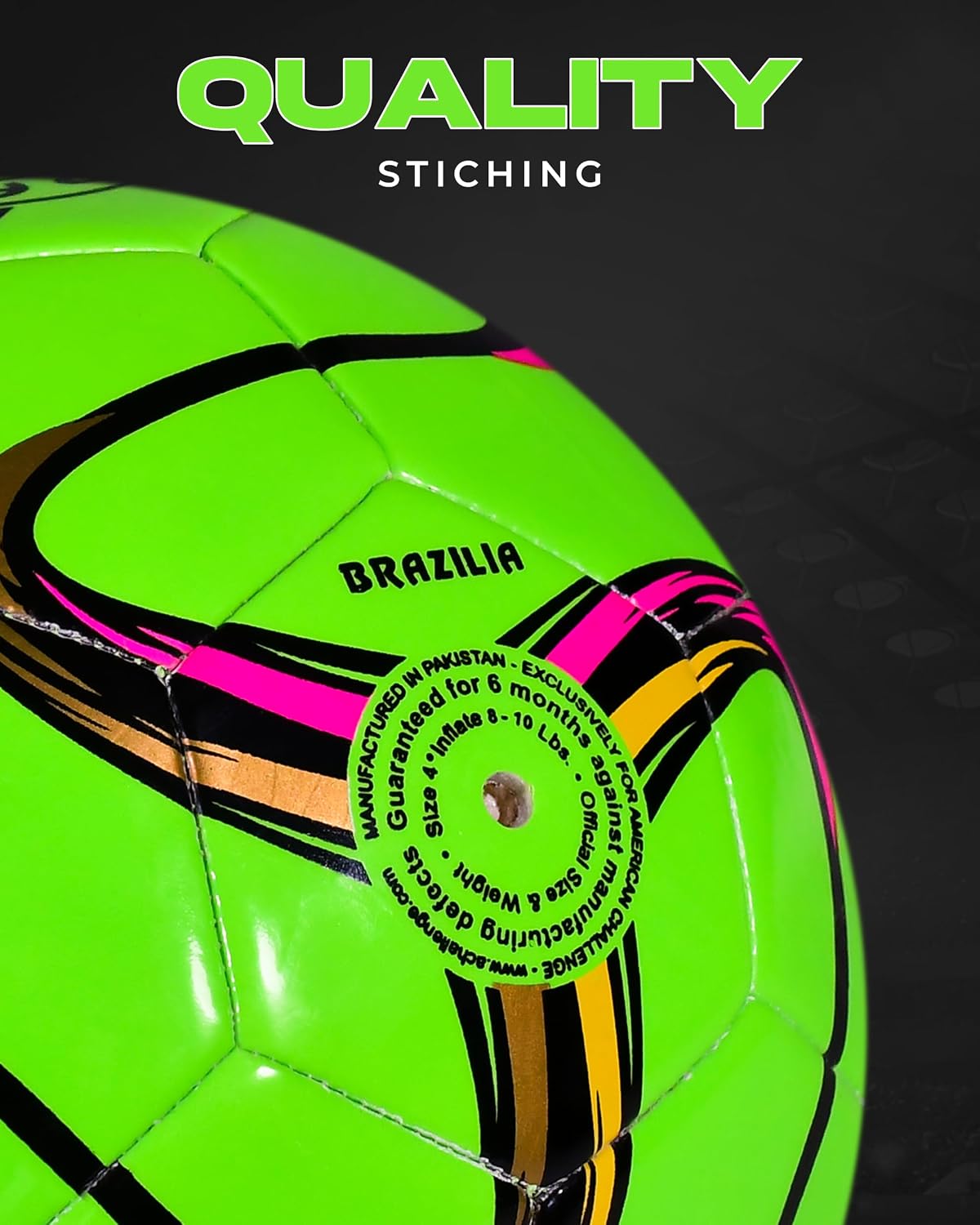 American Challenge Brasilia Soccer Ball Size 5, 4, 3 & 2 | Durable TPU casing with Hybrid SR bladder for reliable bounce, ideal for training and recreational play - Image 2