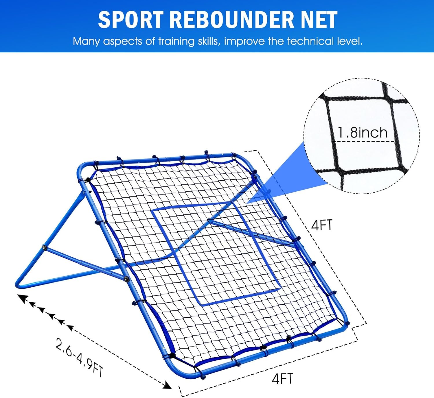 Volleyball Baseball Rebounder Net, Softball Rebounder Pitchback Net Quick Adjustments, Quick Adjustments Lacrosse Bounce Back Practice Equipment, Ideal for Outdoor Indoor and Backyard Training - Image 6