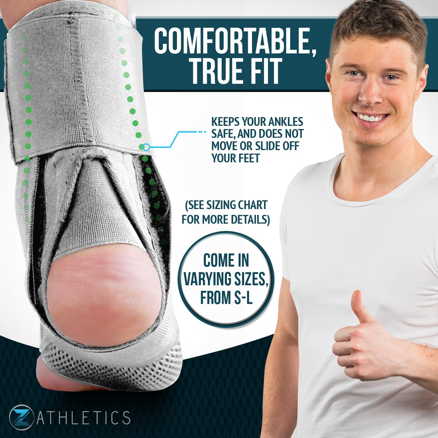 Ankle Brace for Women & Men - Lace Up Adjustable Support with Side Stabilizers for Sprained Ankle, Achilles Tendonitis Relief | Basketball, Volleyball, Running & Sports Recovery - Image 3