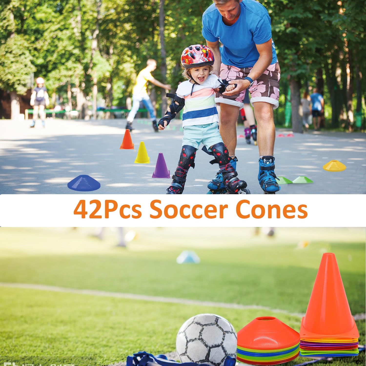 Soccer Cones Set, 84/42Pcs 7"/9" Cones Sports + Disc Cones, Cones for Sports with Carry Bag, Training Cones, Soccer Cones for Training, Plastic Soccer Cones for Drills - Image 7