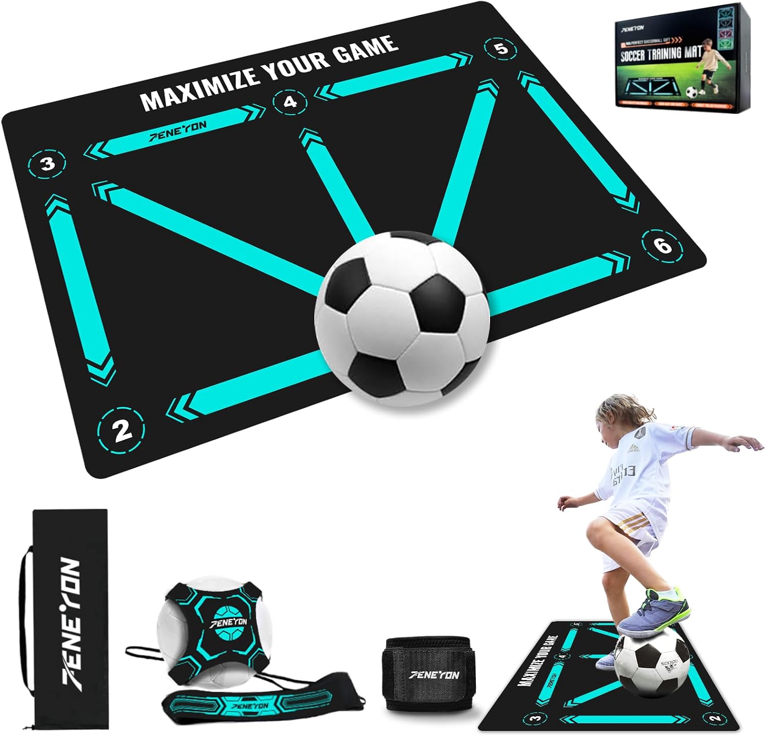 Soccer Training Mat, Soccer Practice Equipment for Footwork and Agility | Soccer training equipment and soccer footwork training mat for dribbling ball control balance coordination and agility drills
