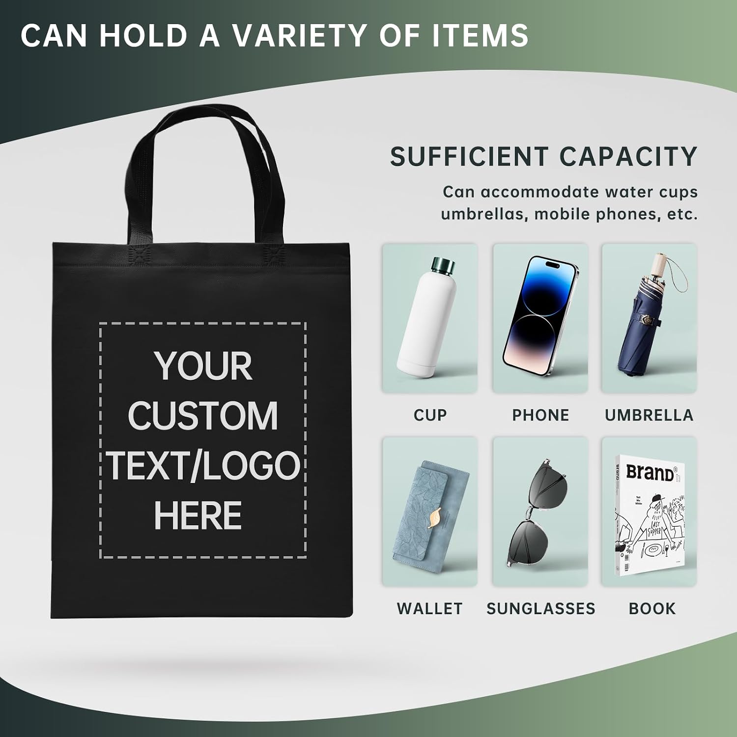 JEOHLORY Custom Tote Bags Set of 50, Bulk Pack Grocery Shopping Travel Business Activities advertisement Reusable Bag - Image 5