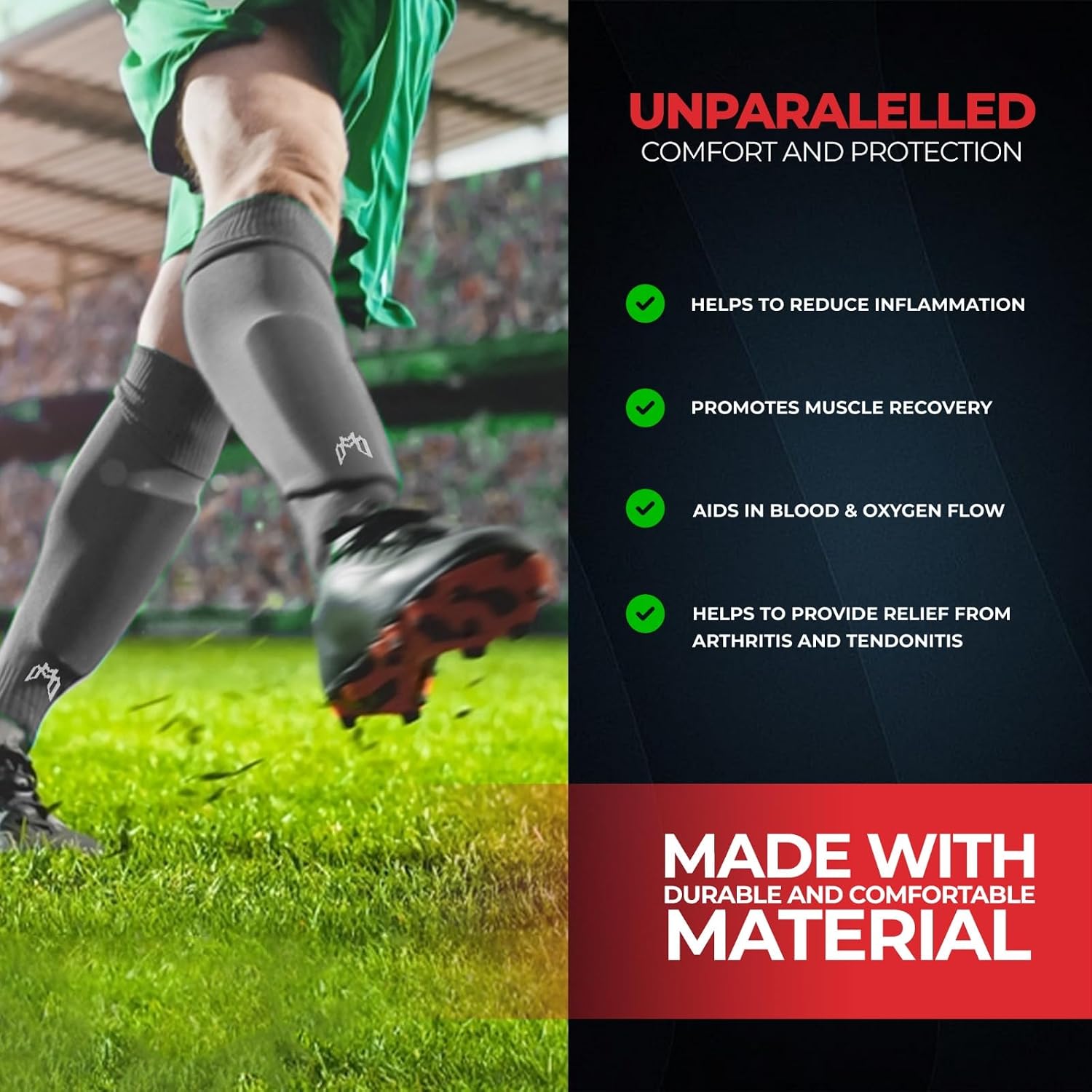 Pre Cut Soccer Sock Sleeves, Companion for Soccer Grip Socks, Securely Holds Shin Guards, Compression Leg Warmer - Image 7