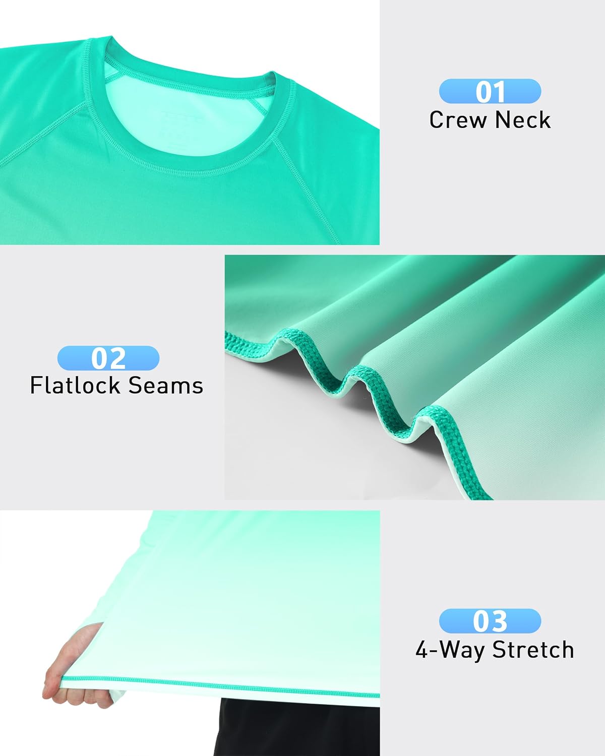 Roadbox Men's UPF 50+ Swim Shirts, Long Sleeve UV Sun Protection Rash Guard, Quick Dry SPF T-Shirt for Beach Surfing Fishing - Image 4