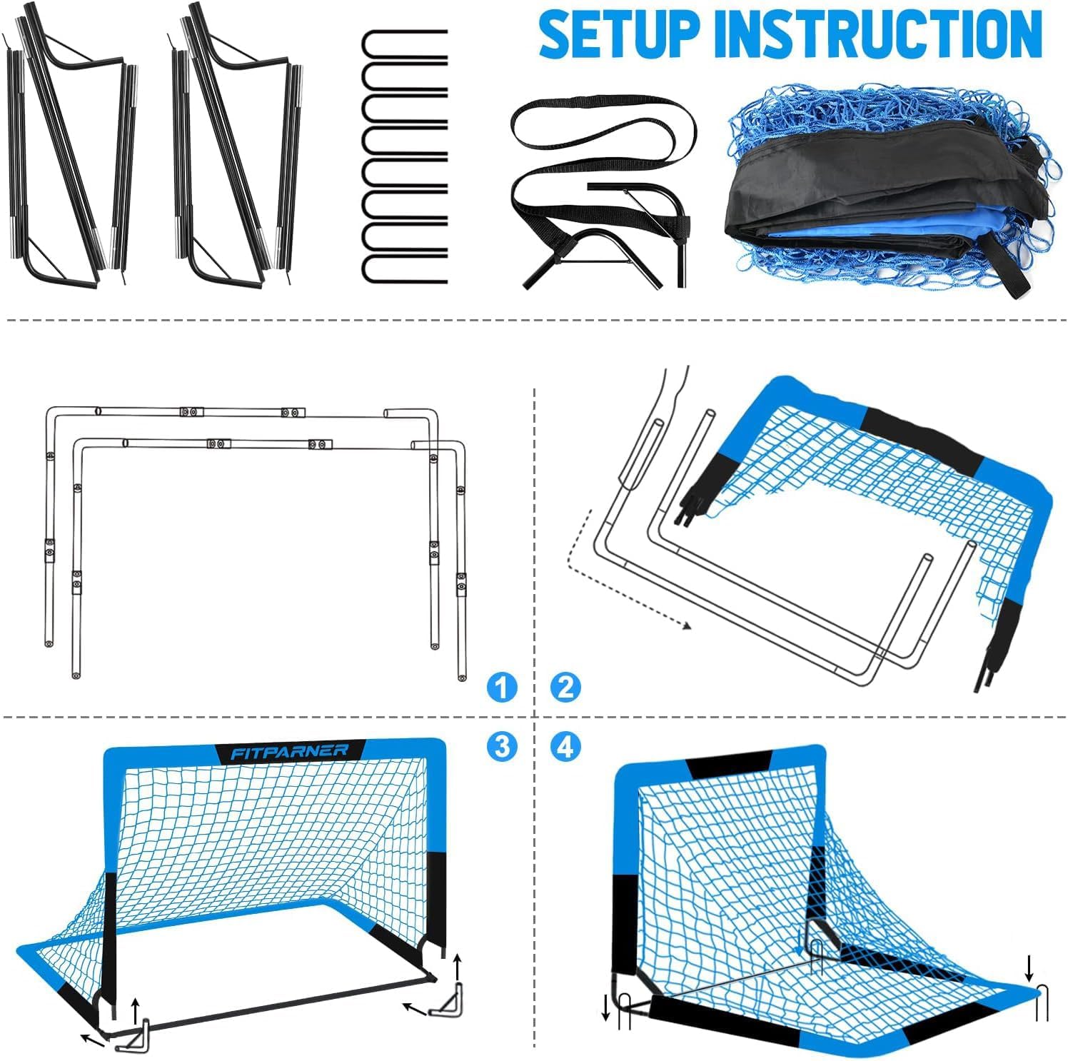 Kids Soccer Goals for Backyard Set - 2 Pack of Portable Pop Up Soccer Nets with Ball,Cones,Complete Training Equipment Kit for Toddler,Youth,Kids Age 3-14,Outdoor Sports Game - Image 9