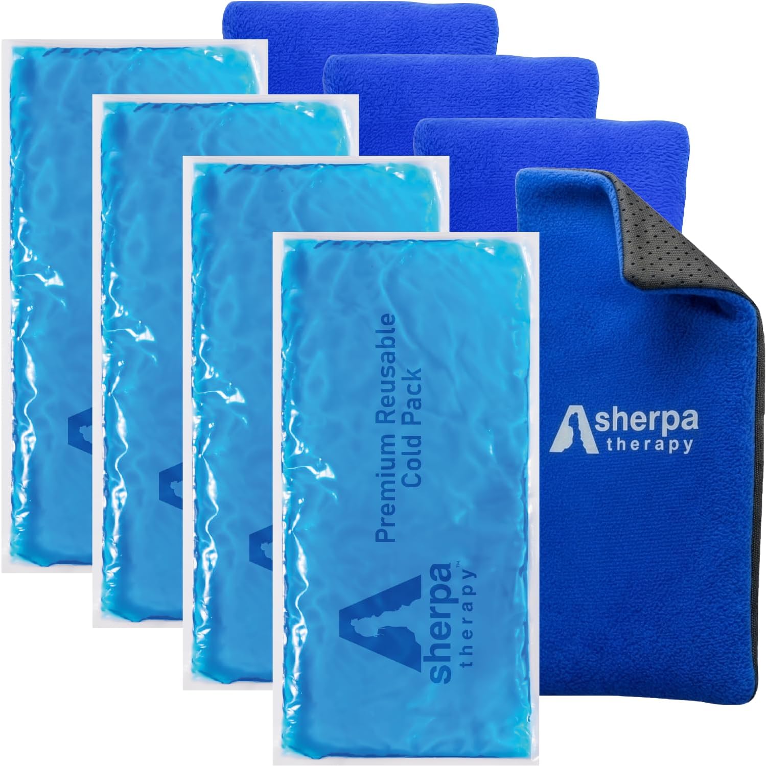Flexible Cold Gel Ice Pack Reusable, 9.5" x 4.5", 4 Pack | Reusable soft gel ice pack for injuries, recovery, leak-proof, medical grade for knee, back, neck, wrist, hand, elbow
