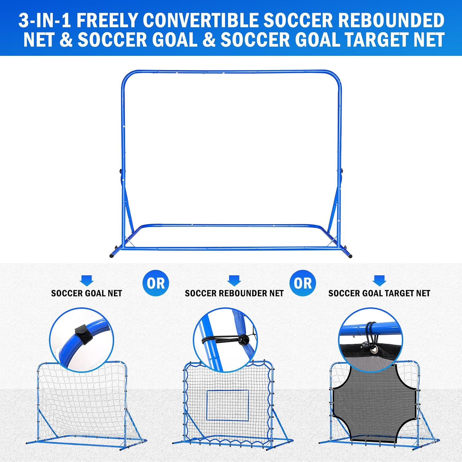 Soccer Baseball Rebounder Soccer Goal Net, Volleyball Rebound Pitchback Net | Quick Switch Angle Soccer Softball Training for Ball Control, Passing, Bounce Back Practice, Easy Setup Lacrosse Soccer Gifts - Image 2