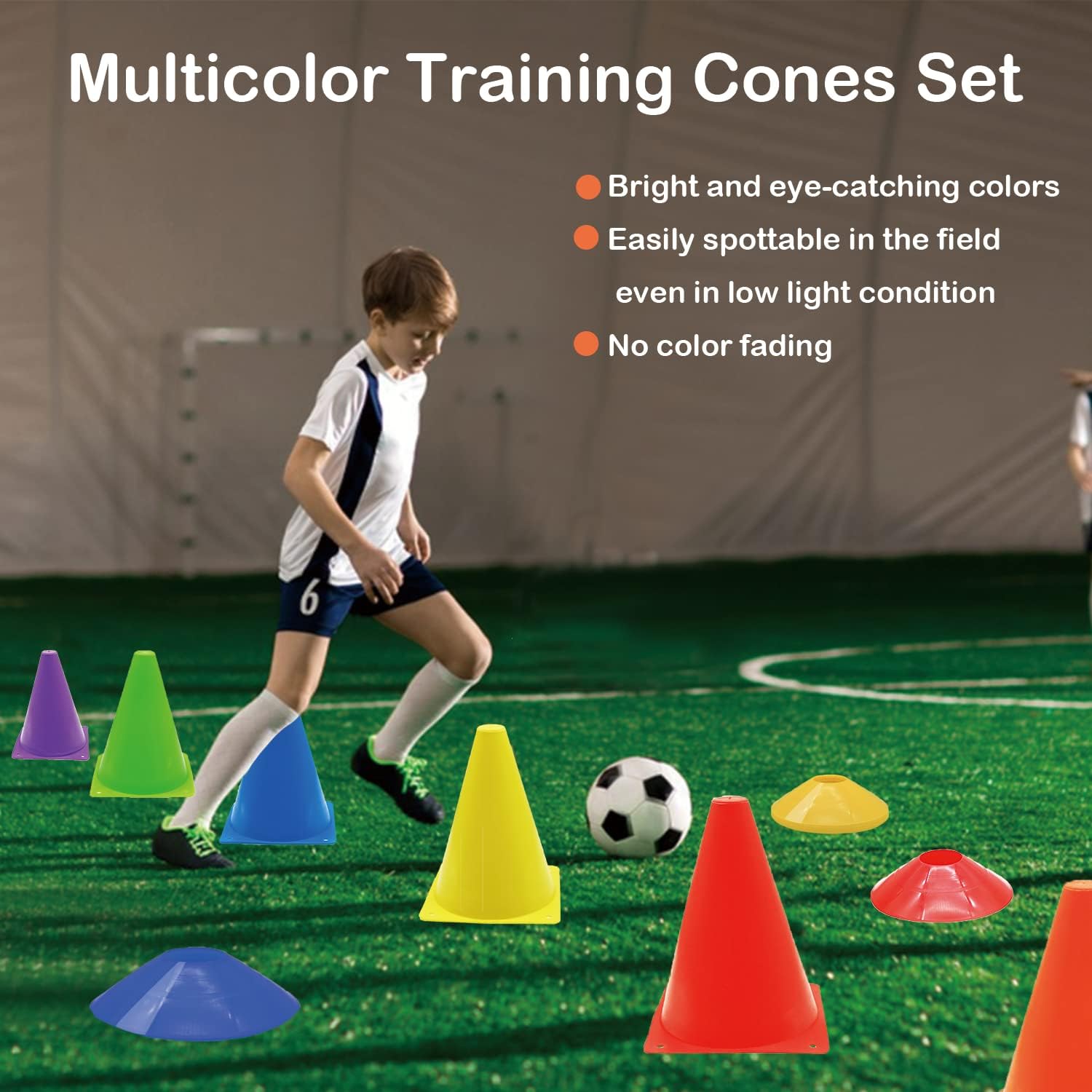 Soccer Cones Set, 84/42Pcs 7"/9" Cones Sports + Disc Cones, Cones for Sports with Carry Bag, Training Cones, Soccer Cones for Training, Plastic Soccer Cones for Drills - Image 5