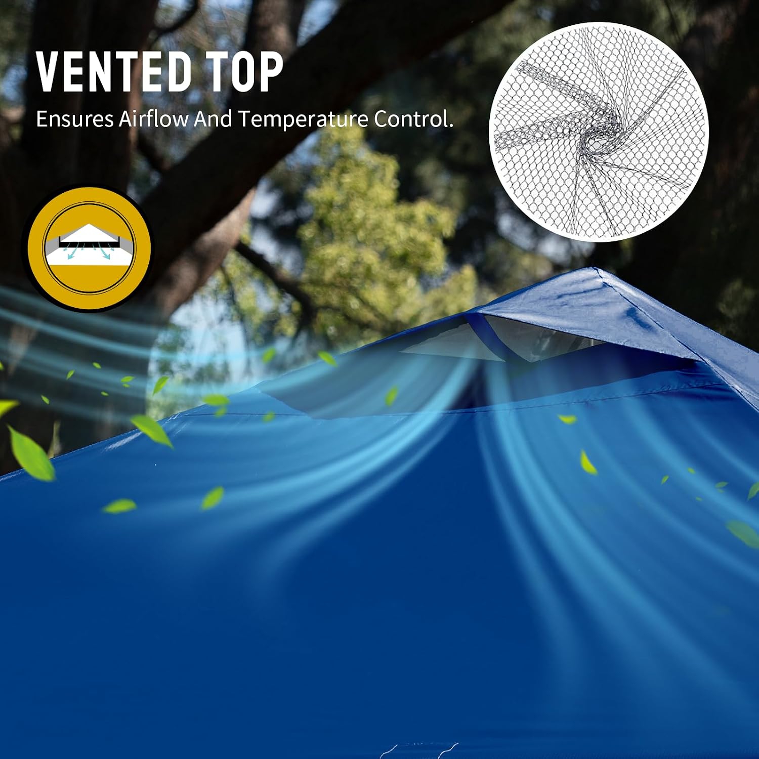 CROWN SHADES 10x10 Pop Up Canopy Tent with One Push Setup, Navy Blue | Patented CenterLok, Easy Outdoor Sun Shade for Events, Parties, Camping - Gazebo with STO-N-Go Cover Bag, Silver-Coated Top - Image 4