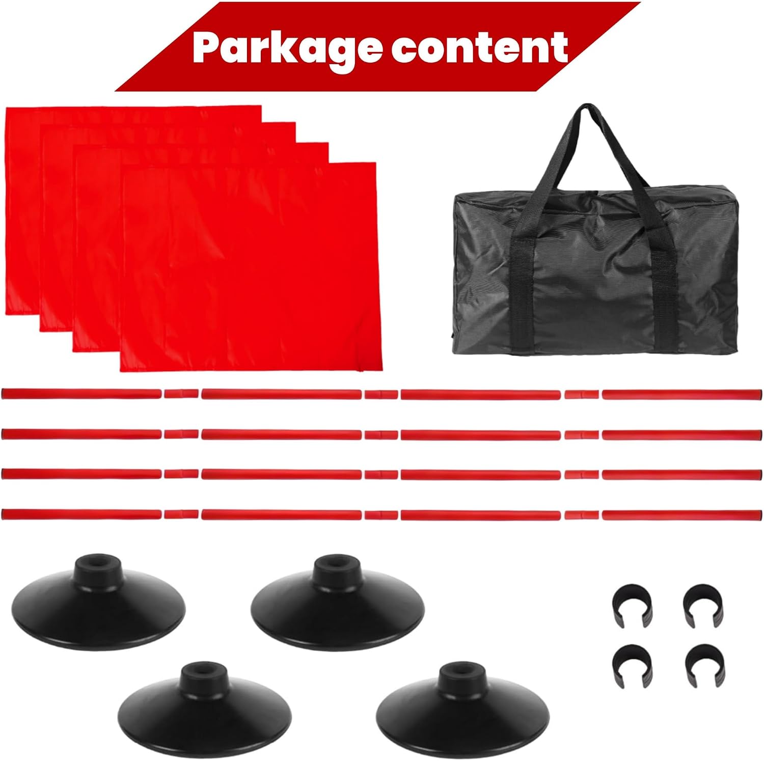 5FT Corner Flags for Soccer Field Set of 4 with Round Rubber Bases | Adjustable Speed and Agility Training Equipment / Poles, Storage Bag, Red - Image 3