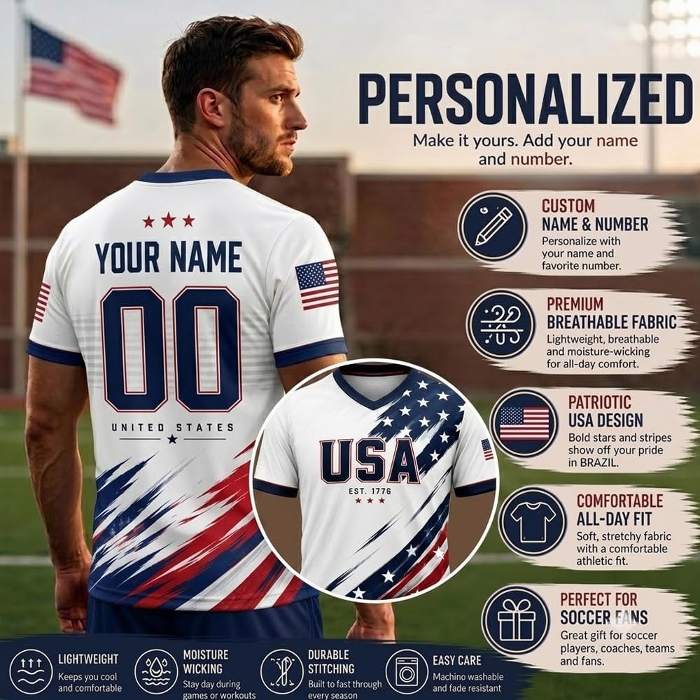 Custom National Soccer Jersey 2026 for Men Women Kids, Personalized Flag Design Name Number Gift for Fans Jerseys - Image 3