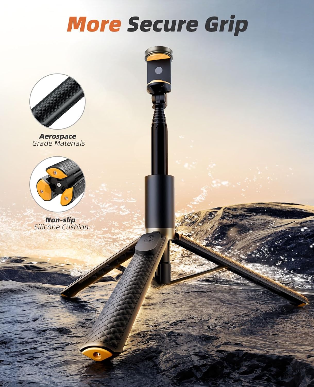 Phone Tripod & Selfie Stick with Remote, Portable Travel Phone Stand for Video Recording Vlog, Extendable Cell Phone Holder Compatible with iPhone Android, Black, 62" - Image 3