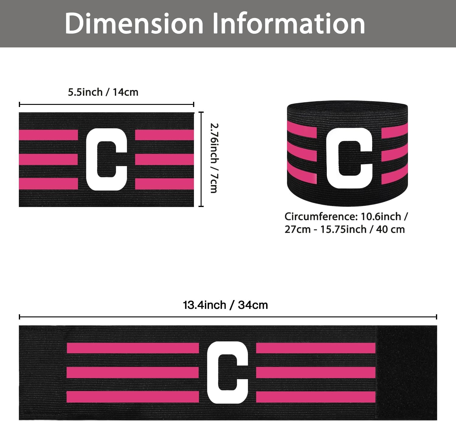 Soccer Captain Armband, Ynaize 2Pcs Nylon Sports Elastic Adjustable Football Basketball Player Bands for Adult Women Men - Image 4