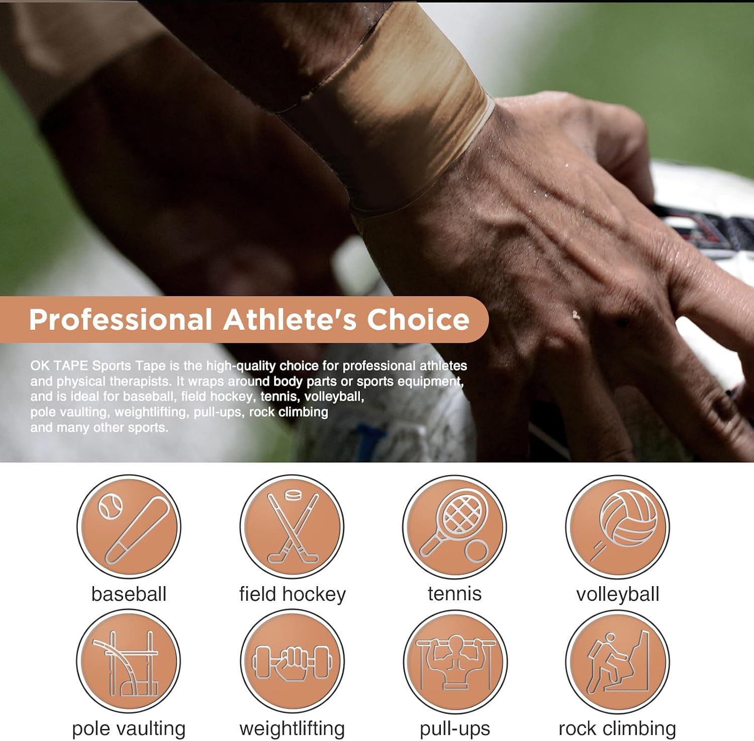 OK TAPE 4 Rolls Athletic Tape, Sports Tape for Injuries, Rigid, Easy Tear | Medical Tape, Wrist Tape, No Sticky Residue, Secure Ankle, Finger, Knee- 1.5inch x 15yards (Beige) - Image 7