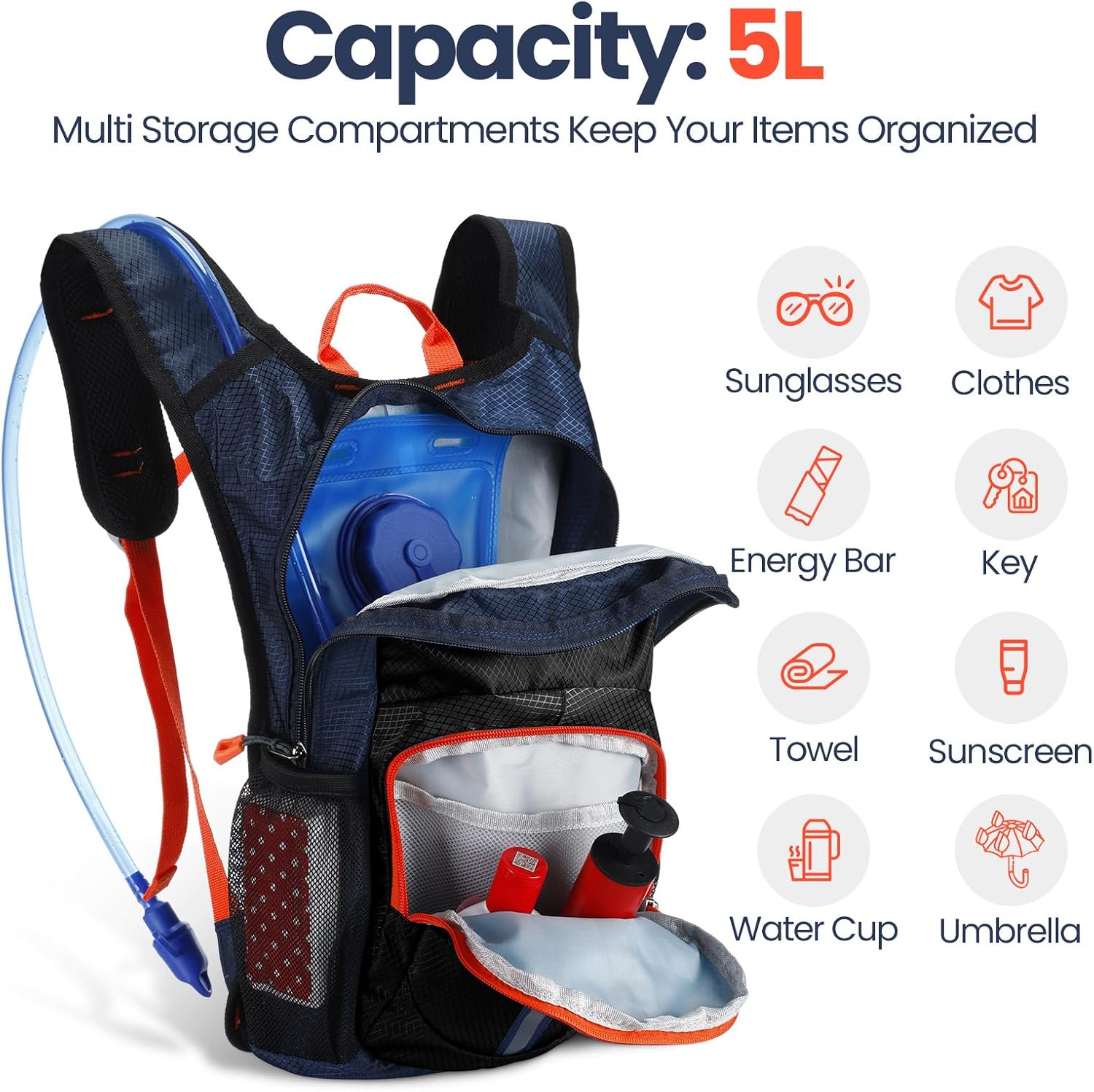Shinylin Kids Hydration Backpack with 1.5L Water Bladder Hiking Backpack Lightweight for Boys or Girls Children Biking Climbing Running Cycling - Image 4