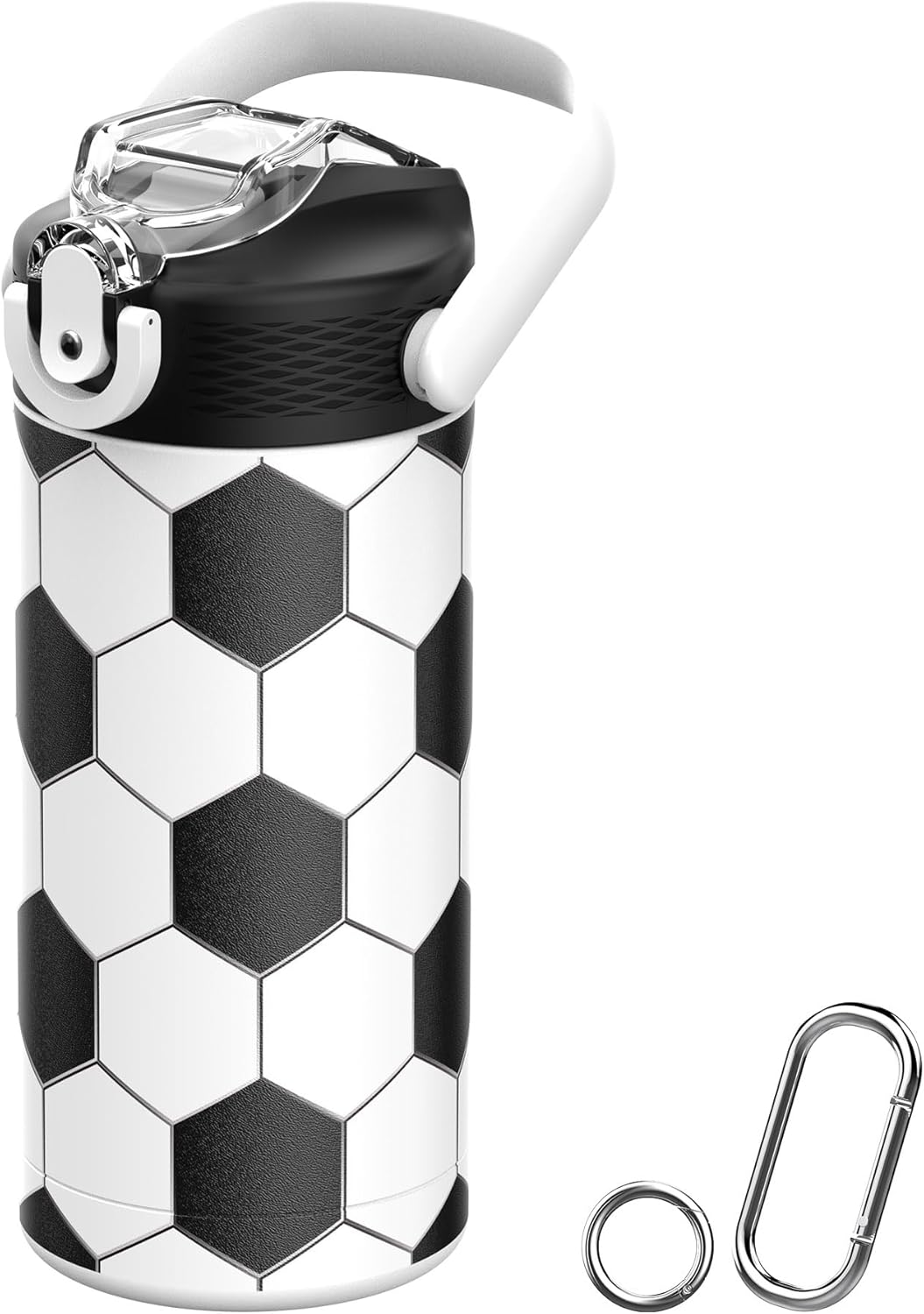 MYFOREST 14oz/400ml Insulated Kids Water Bottle, Odor-free Liner, 3D Touch | No Plastic Taste, Surgical Steel - No Chemical Leaching, Name Spot, Soft Sipper, Gift for Sports Fan, Soccer