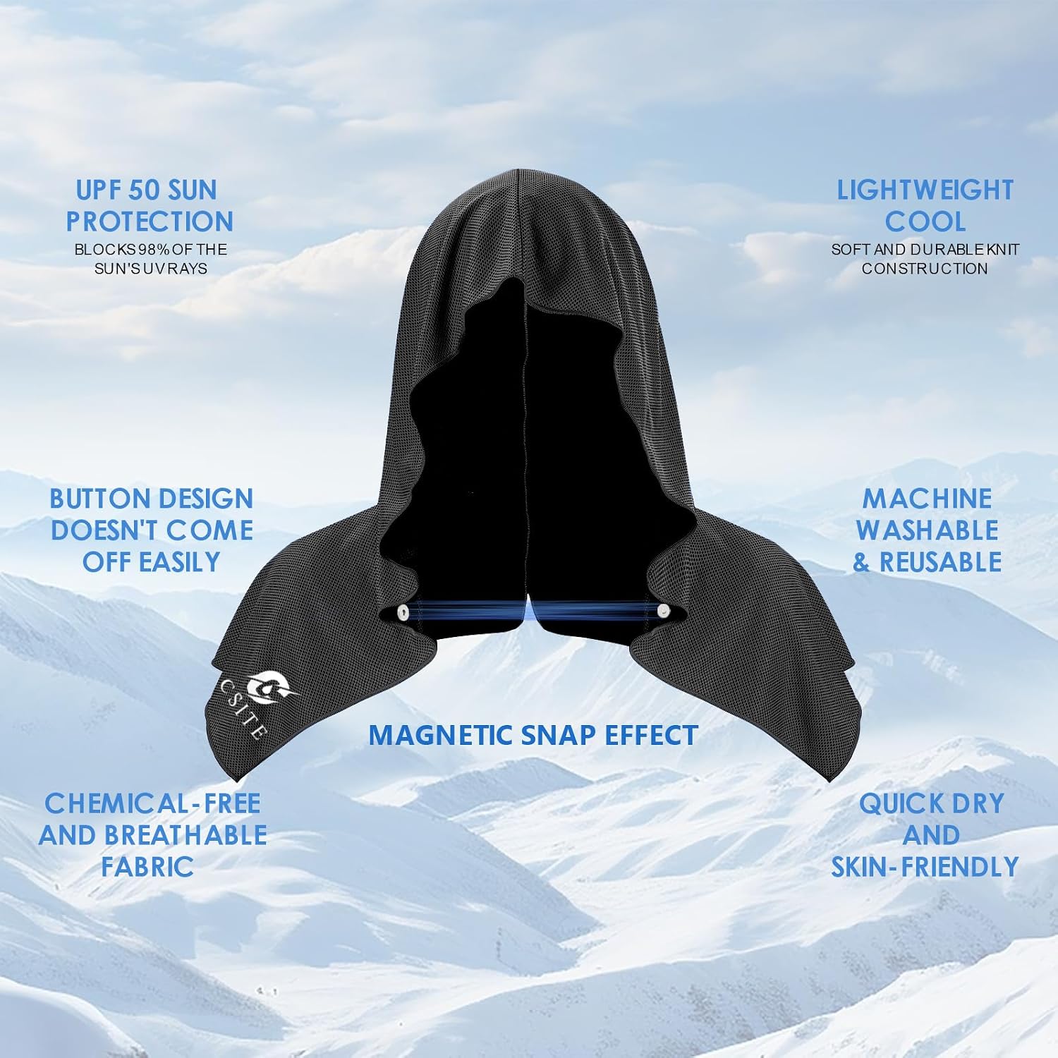 CSITE 4 Pack Cooling Hoodie Towels, Instant Cooling Towels for Neck and Face, UPF 50 Sun Protection, Ice Towel for Hot Weather, Head Towel for Sports, Camping, Cycling & More Activities - Image 2